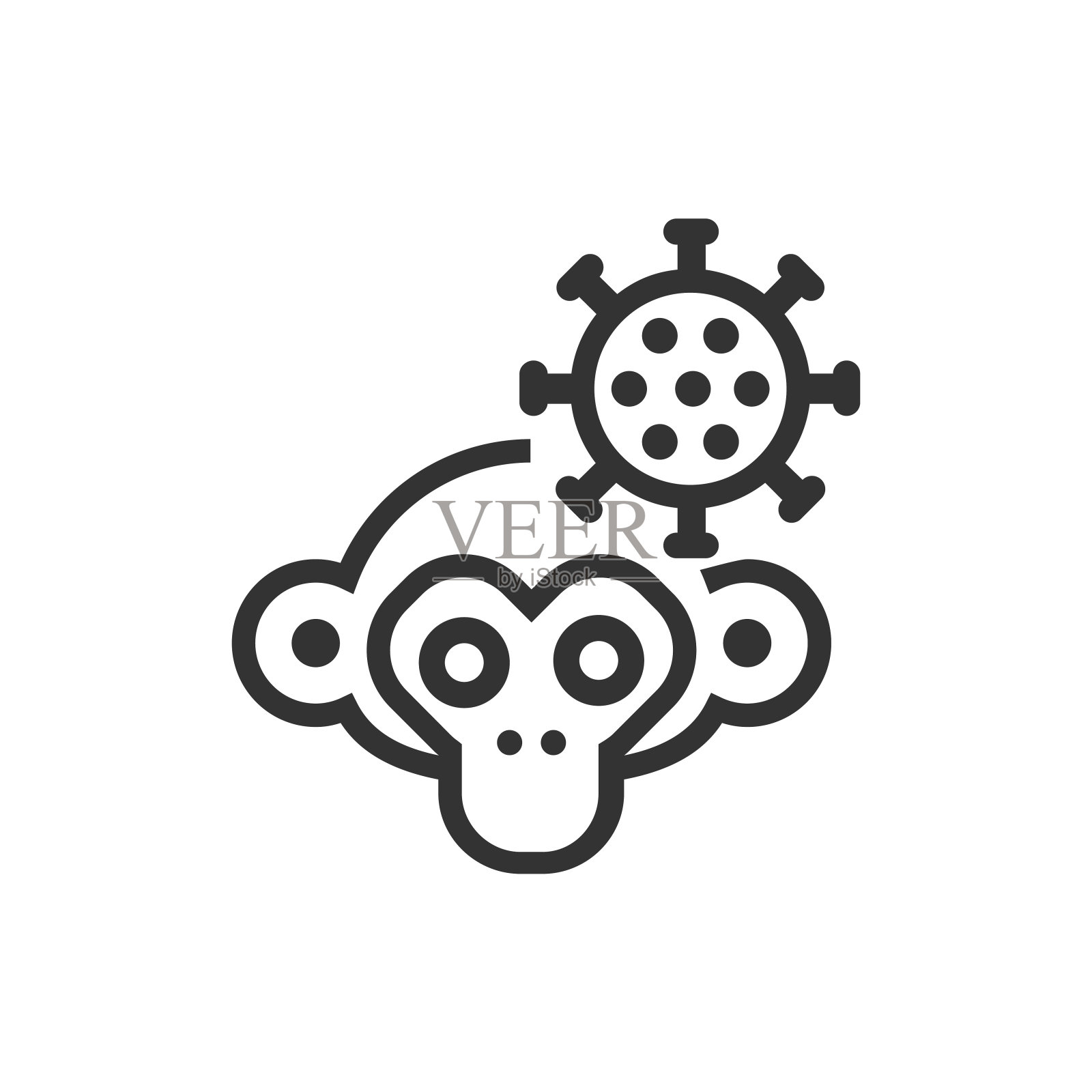 猴痘卡通线图标插画图片素材