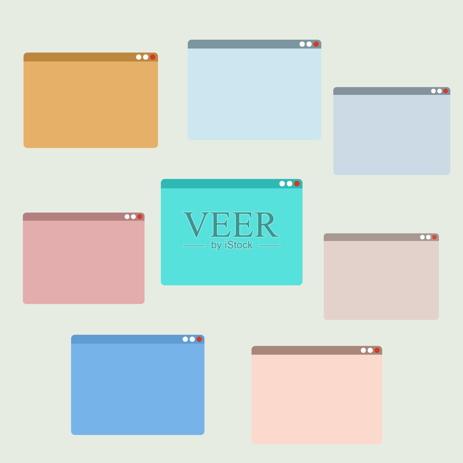 空彩色窗口组视频通话设计模板素材