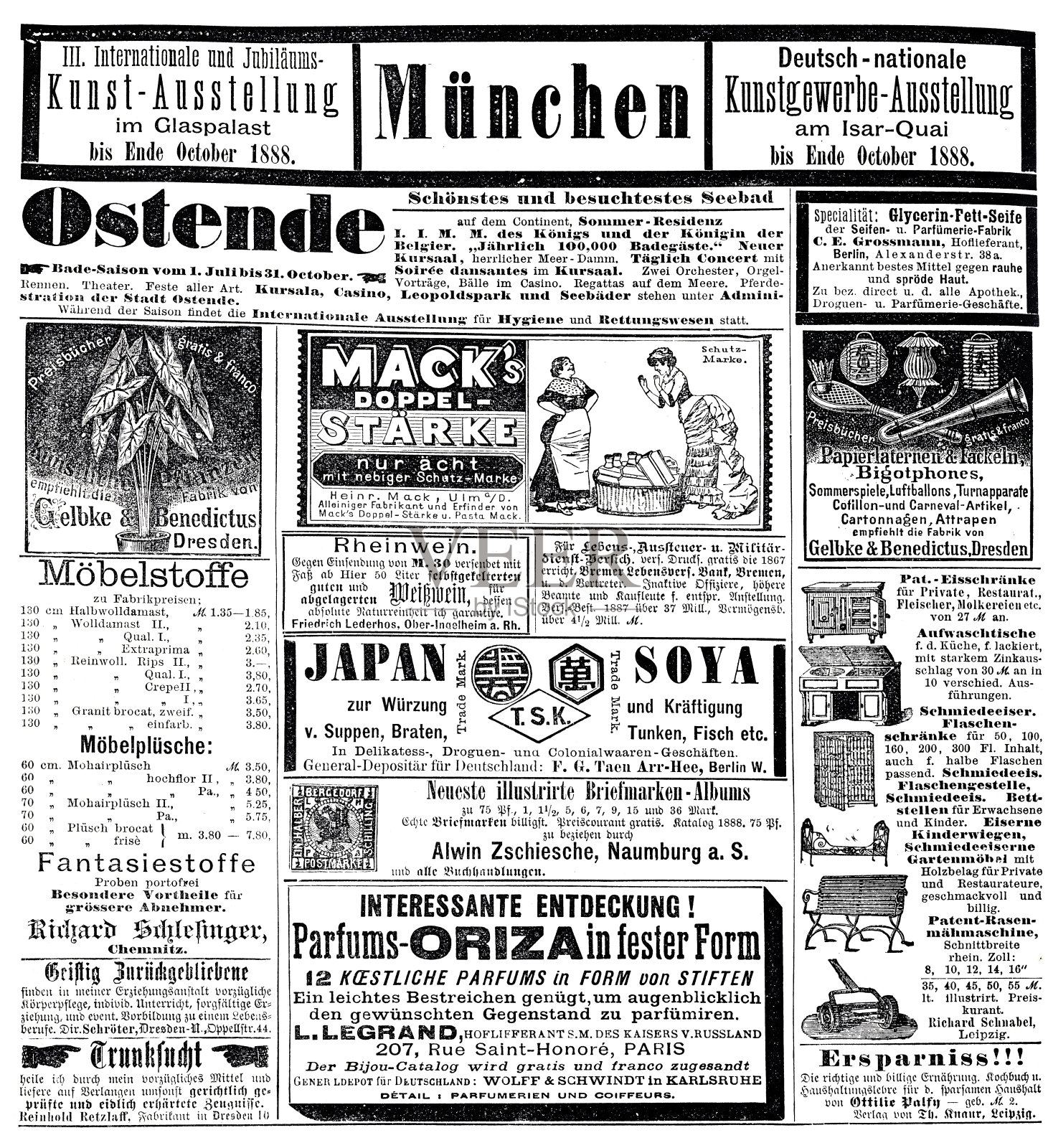 1888年德国杂志上的广告插画图片素材