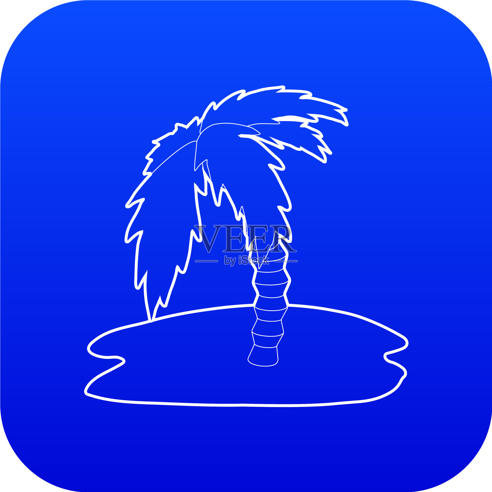 棕榈树图标蓝色插画图片素材