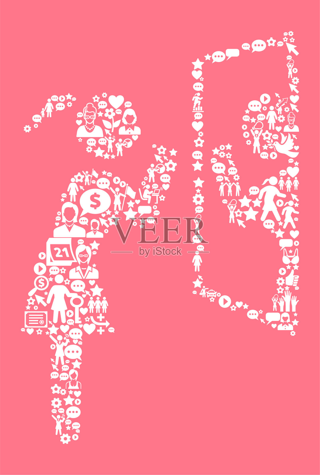 刷牙妇女权利和女孩权力图标模式插画图片素材