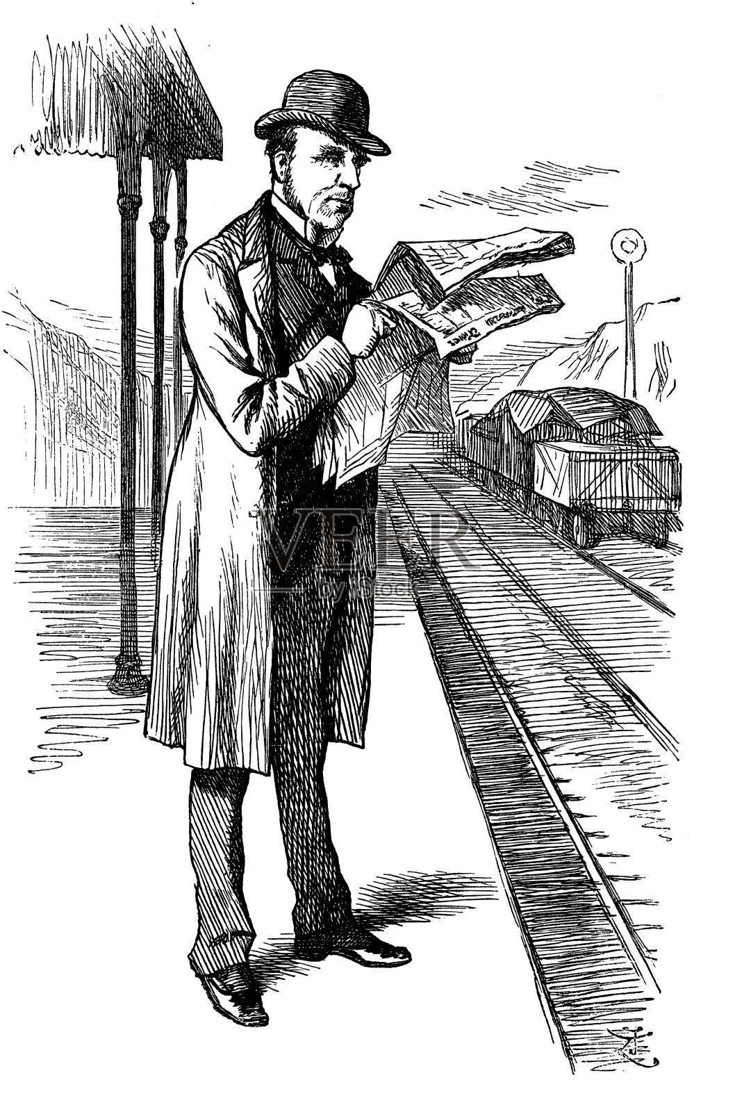 英国伦敦讽刺漫画漫画漫画插图阅读报纸插画图片素材