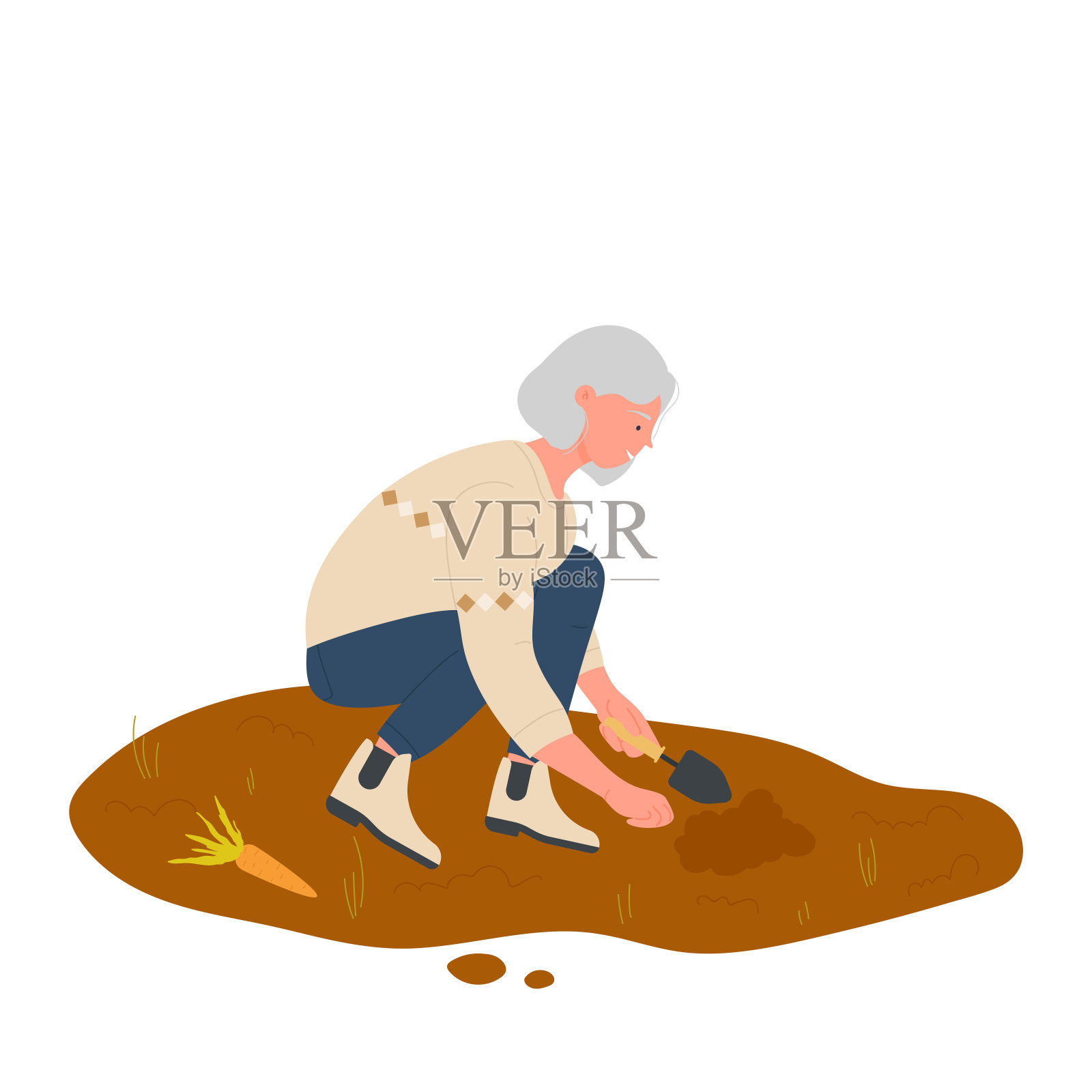 农妇正在收获生物胡萝卜设计元素图片