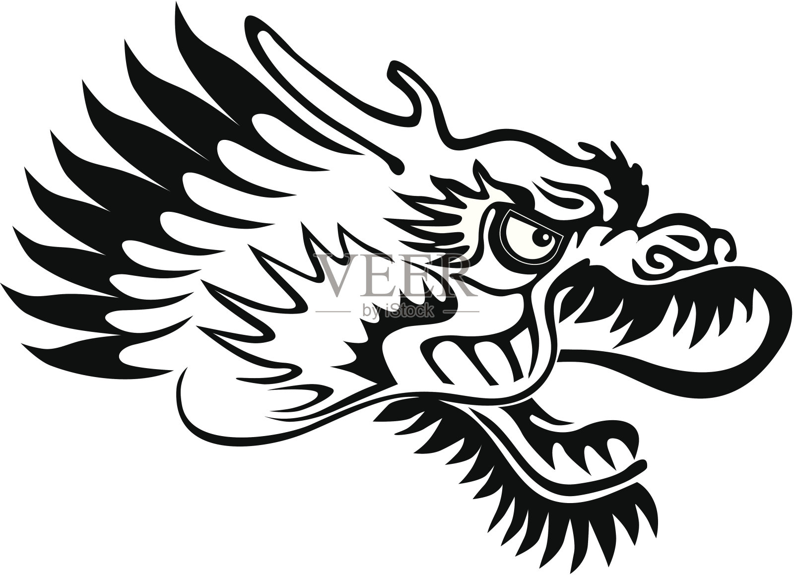 中国龙的头插画图片素材