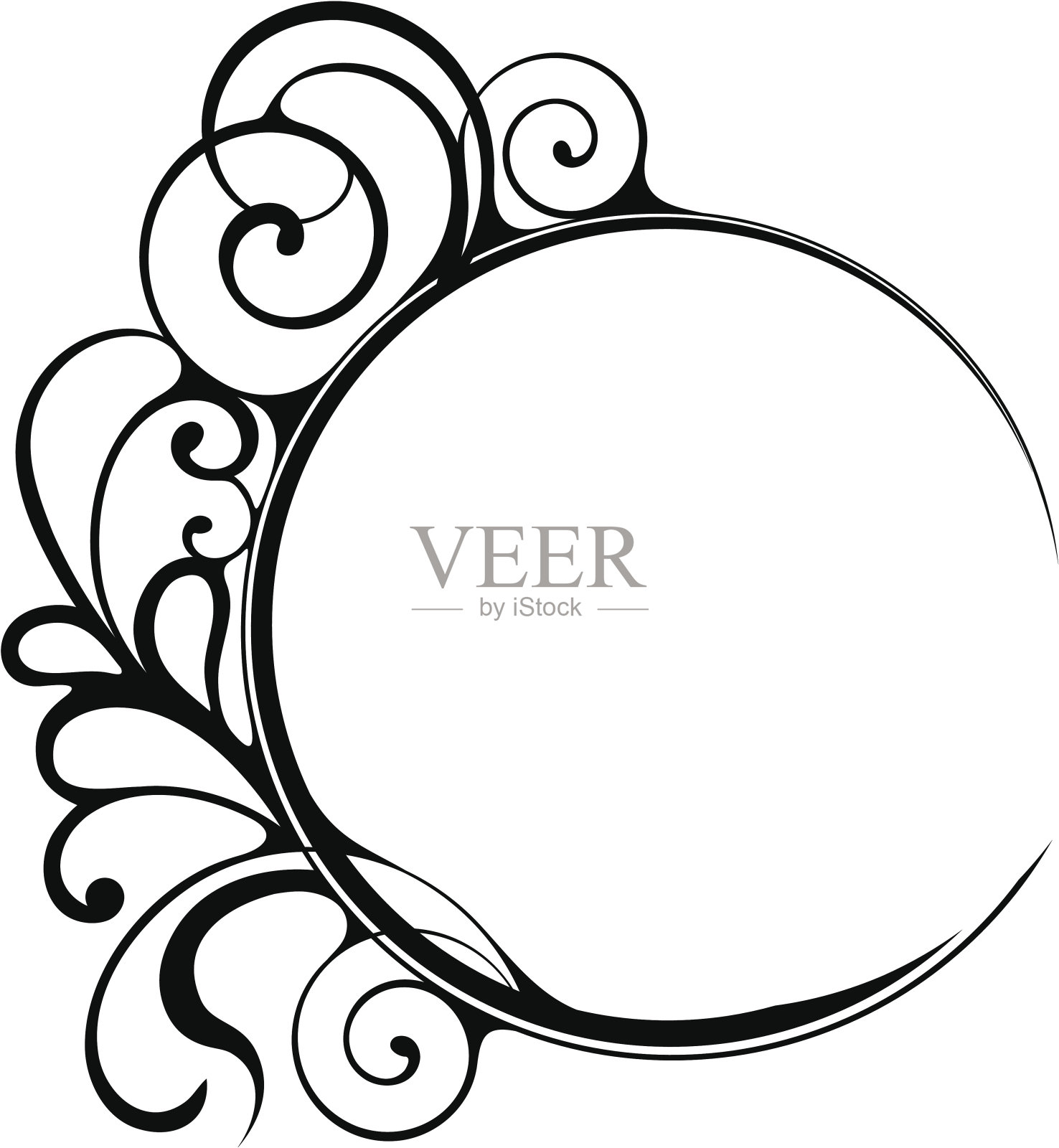 花圆框插画图片素材