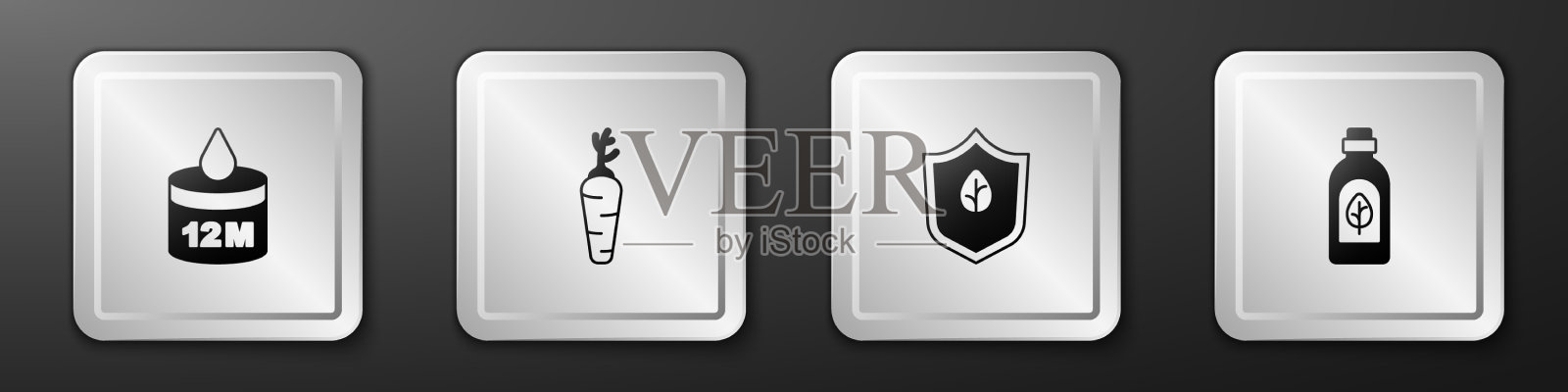 设置有机美容胡萝卜素食饮食和图标素材