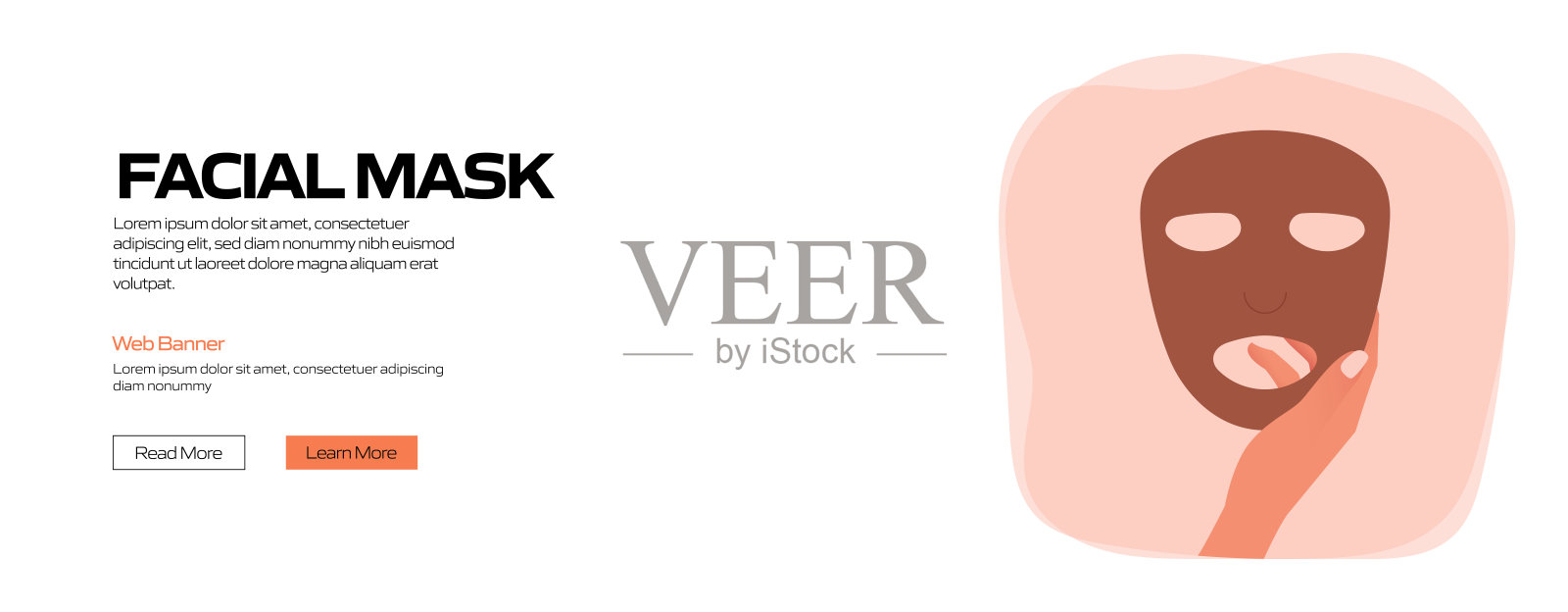 面膜概念彩色矢量插图在平面卡通风格。美丽，身体护理和化妆品相关的标题网页横幅的现代矢量插图插画图片素材