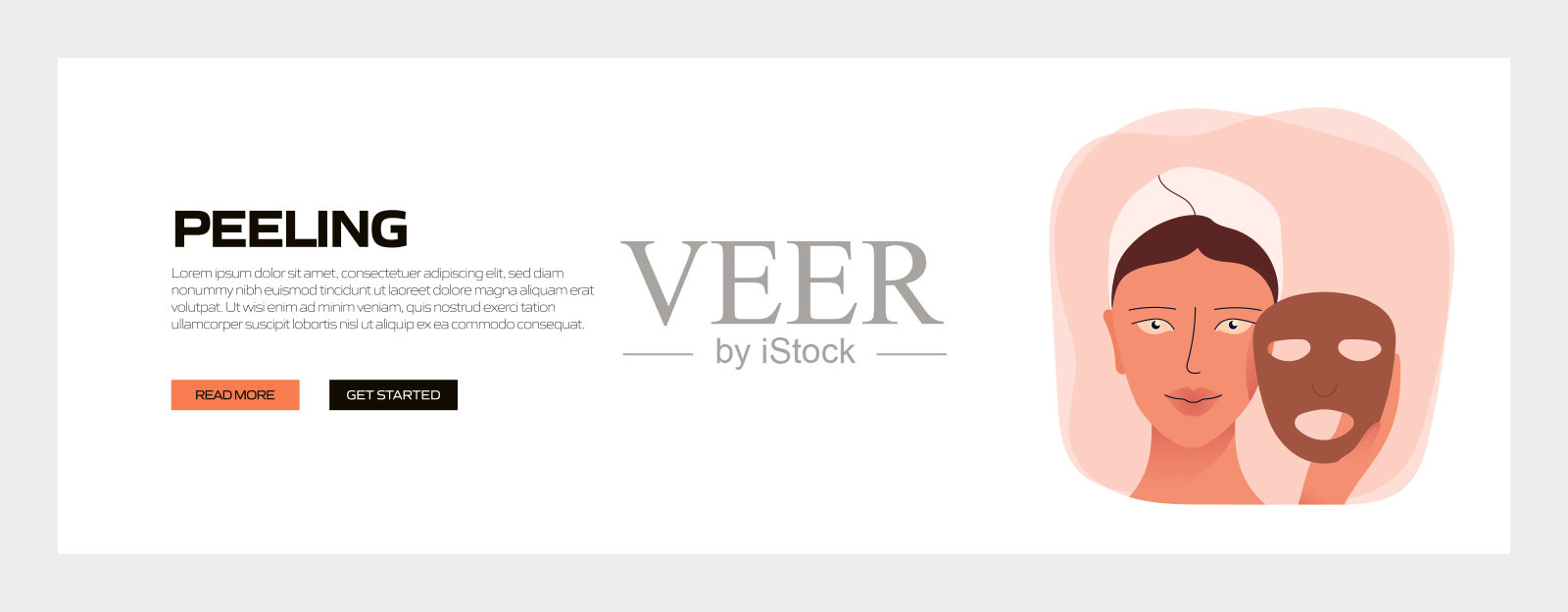 剥离概念彩色矢量插图在平面卡通风格。美丽，身体护理和化妆品相关的标题网页横幅的现代矢量插图插画图片素材