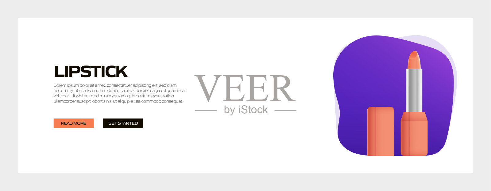 口红概念彩色矢量插图在平面卡通风格。美丽，身体护理和化妆品相关的标题网页横幅的现代矢量插图插画图片素材