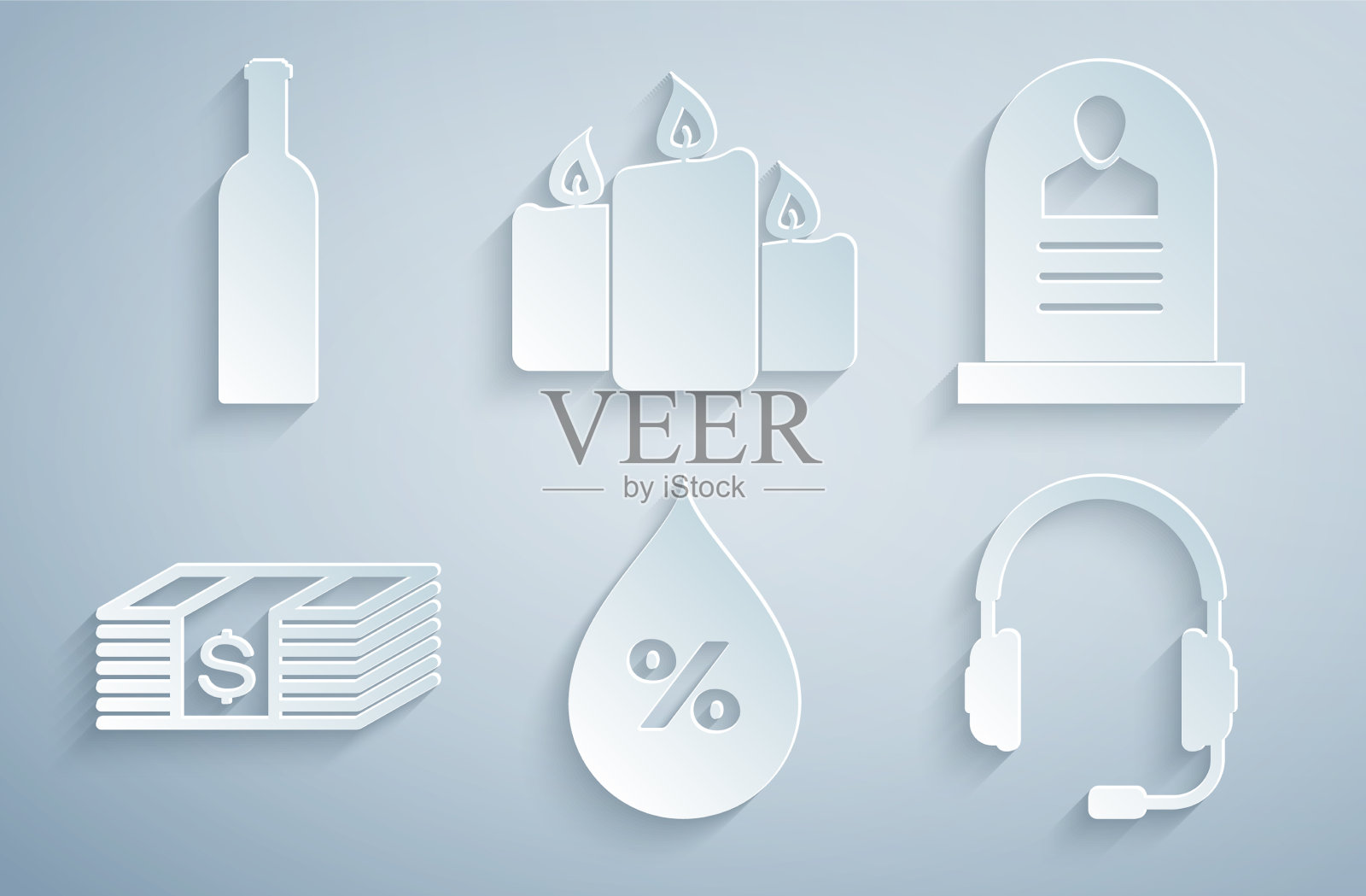 设置水滴百分比墓碑与撕裂图标素材