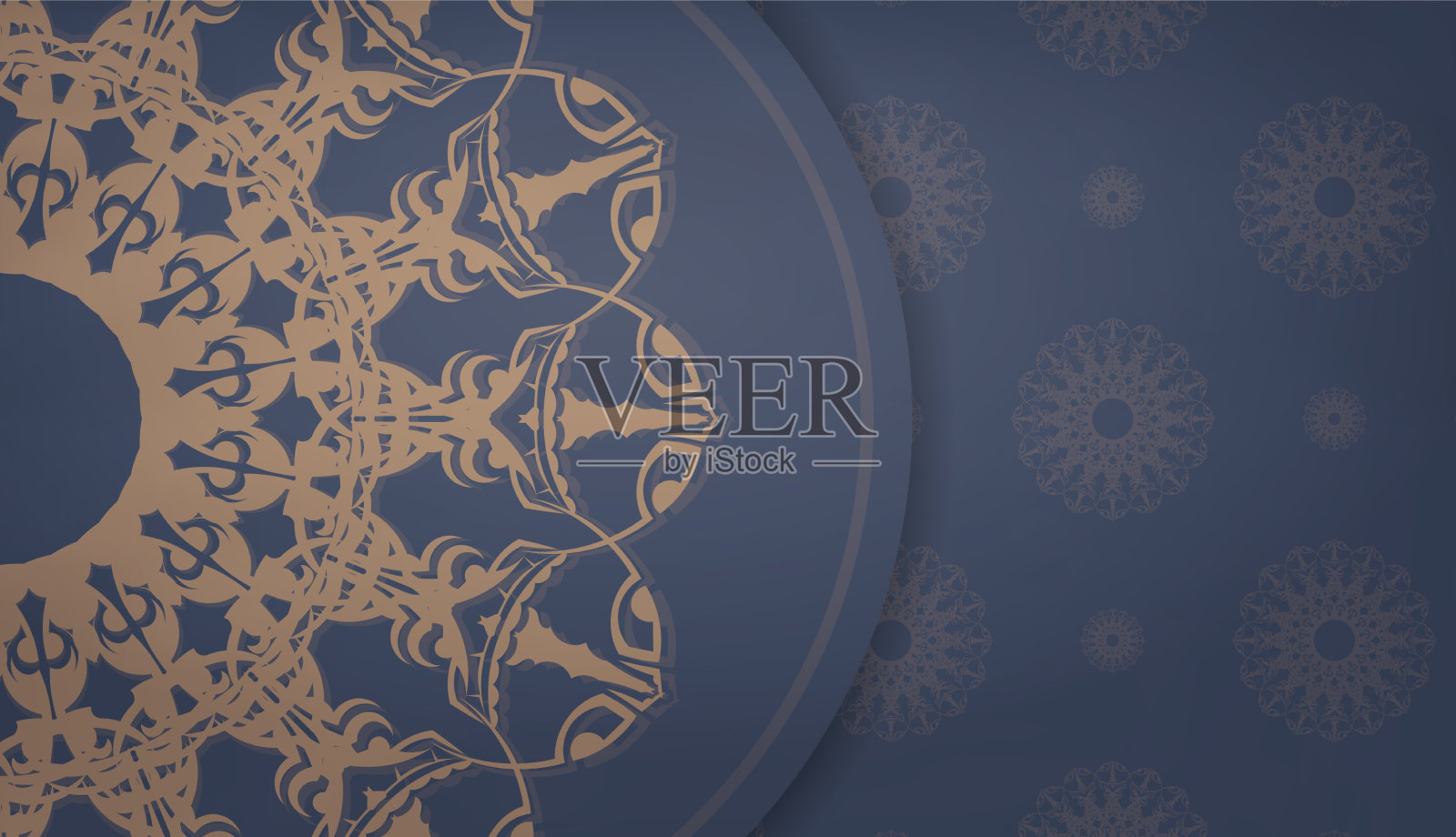 蓝色的横幅上有抽象的棕色图案插画图片素材