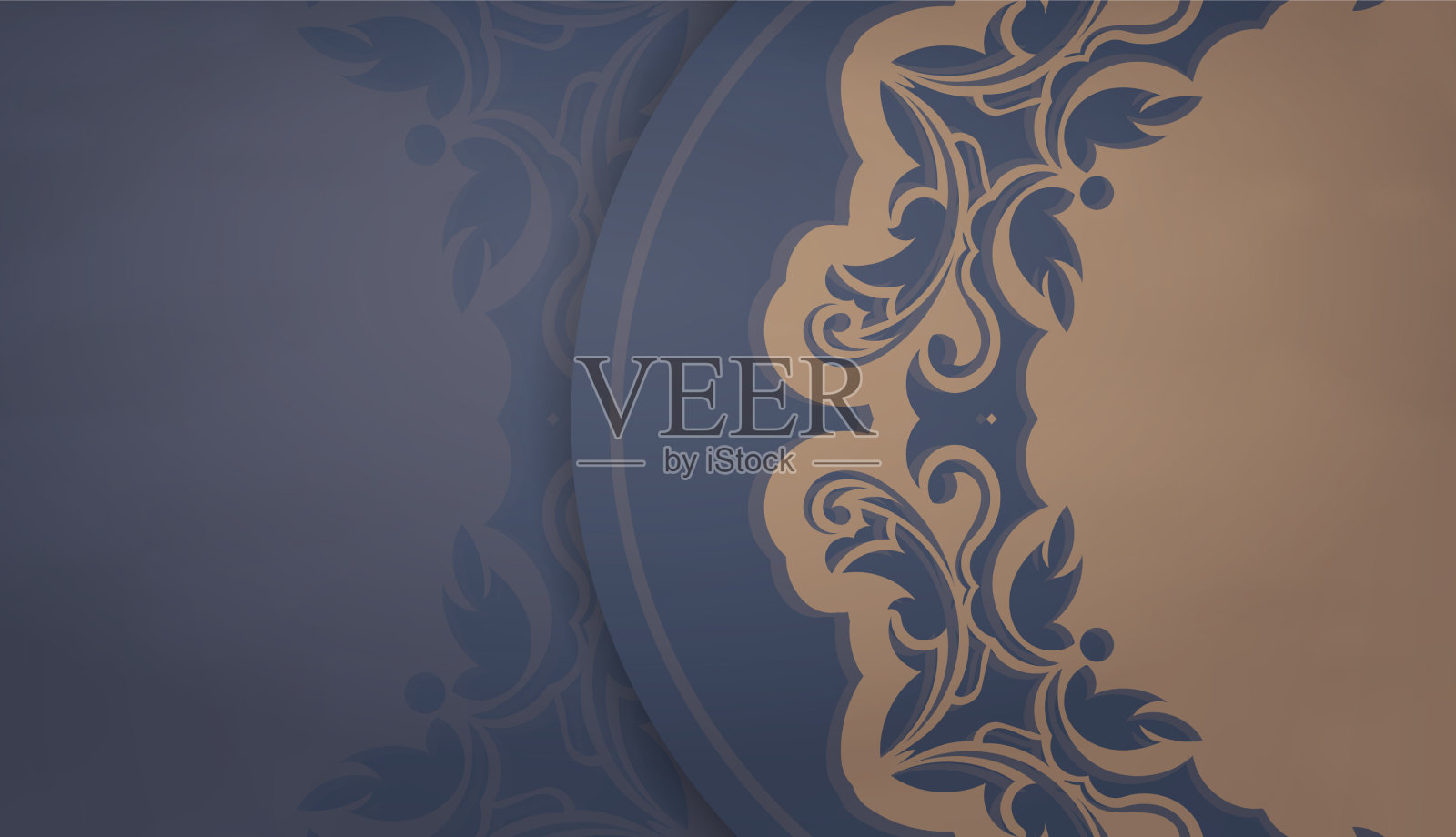 背景在蓝色与复古的棕色饰品插画图片素材
