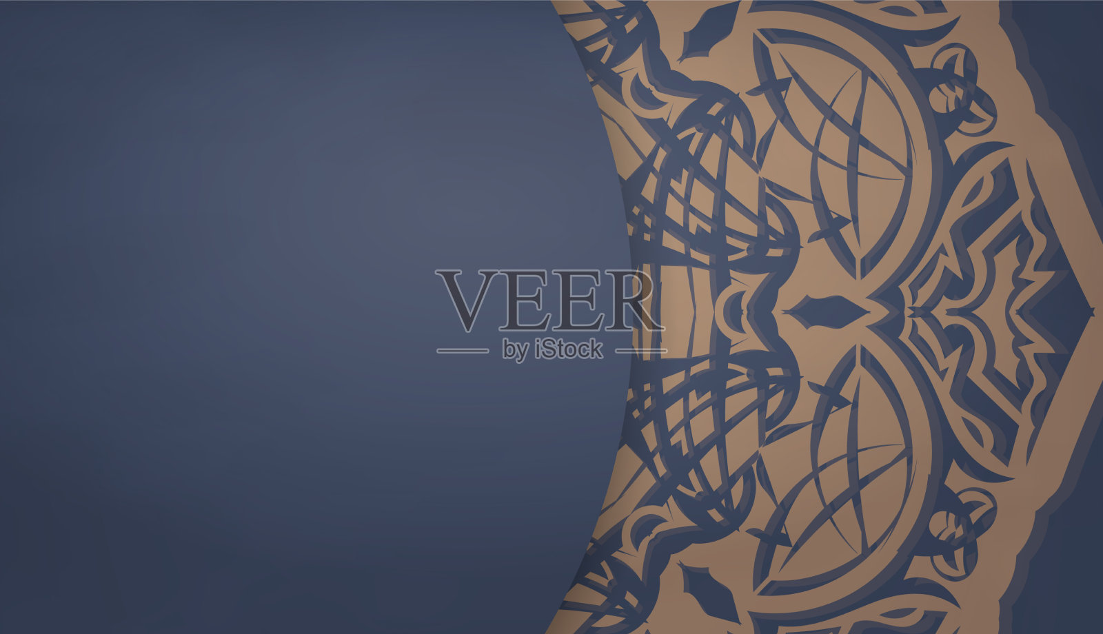 蓝色横幅与复古的棕色装饰和插画图片素材