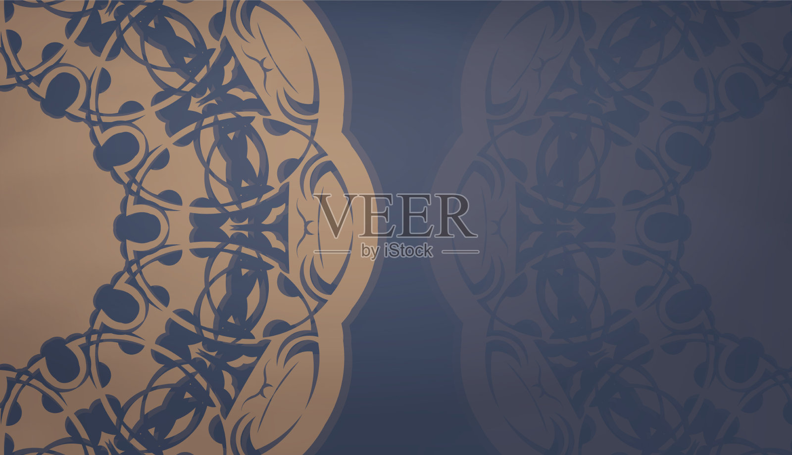 banner在蓝色与复古棕色装饰插画图片素材