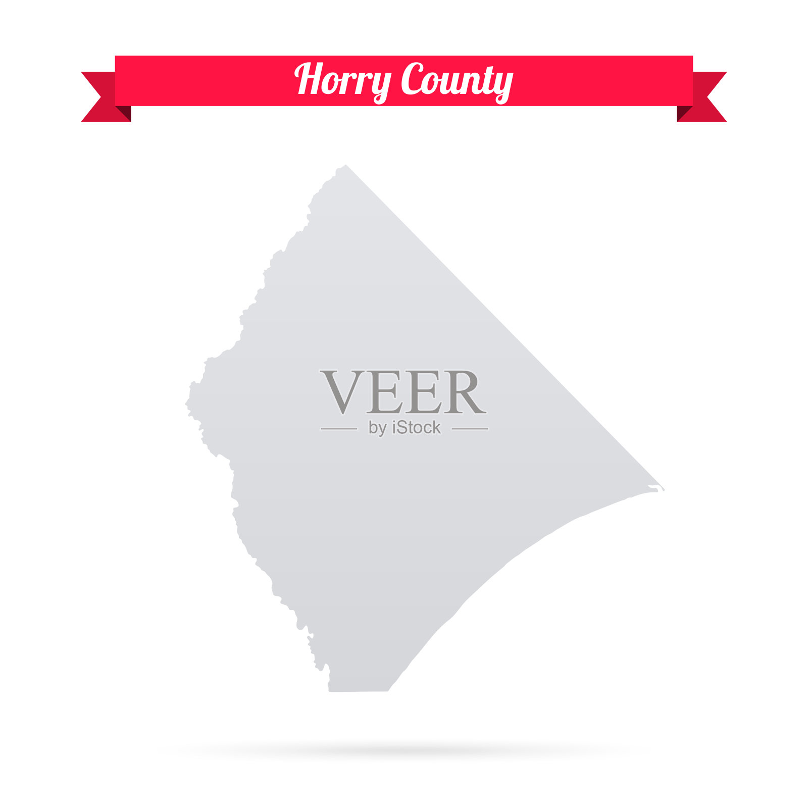 南卡罗来纳州的荷里县。白底红旗地图插画图片素材