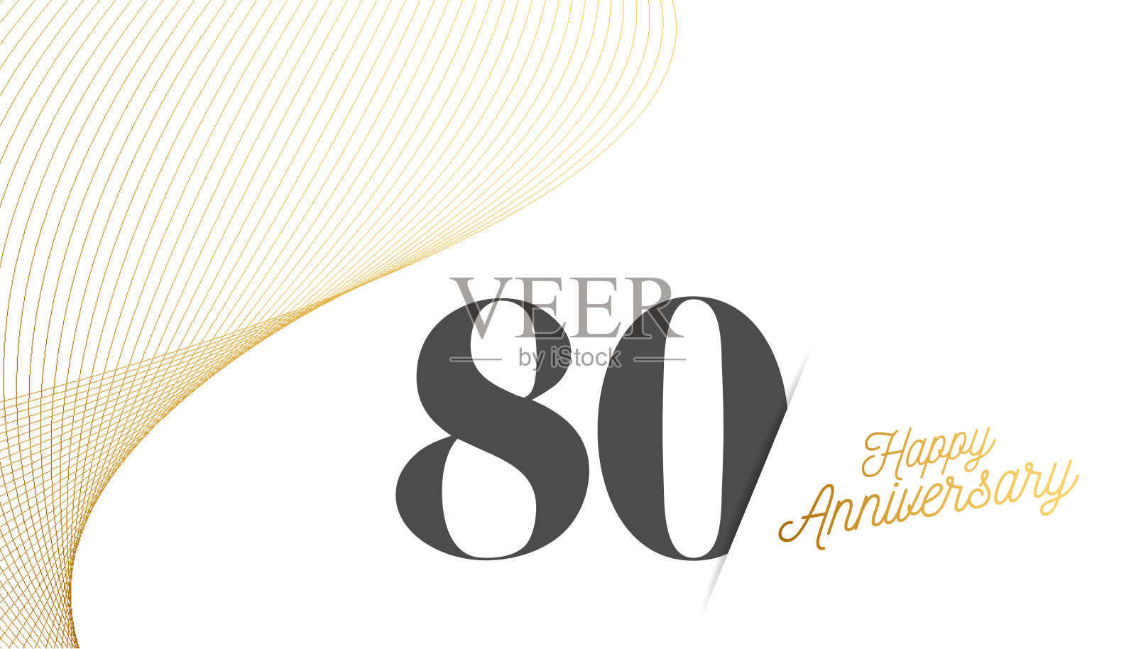 周年标志模板孤立，周年图标标签，周年标志股票插图。周年祝福模板与金色手印。插画图片素材