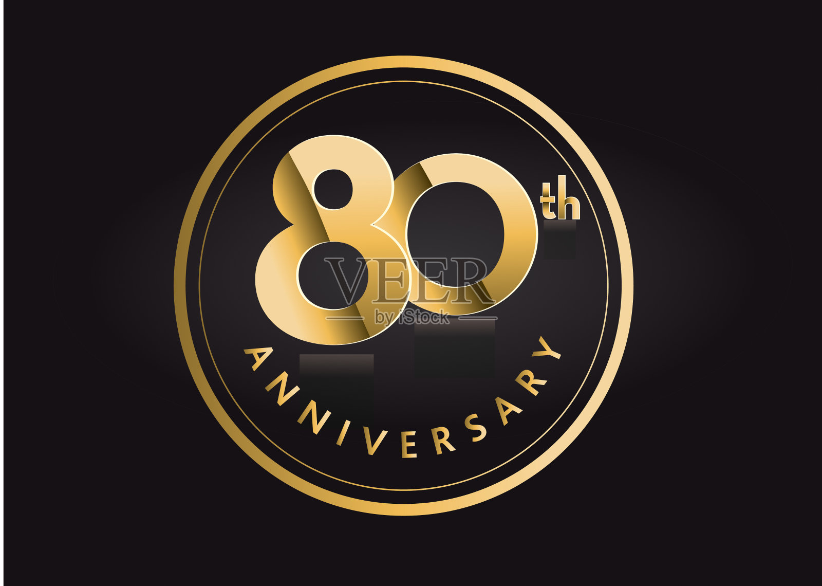 黄金80周年庆典标签设计插画图片素材