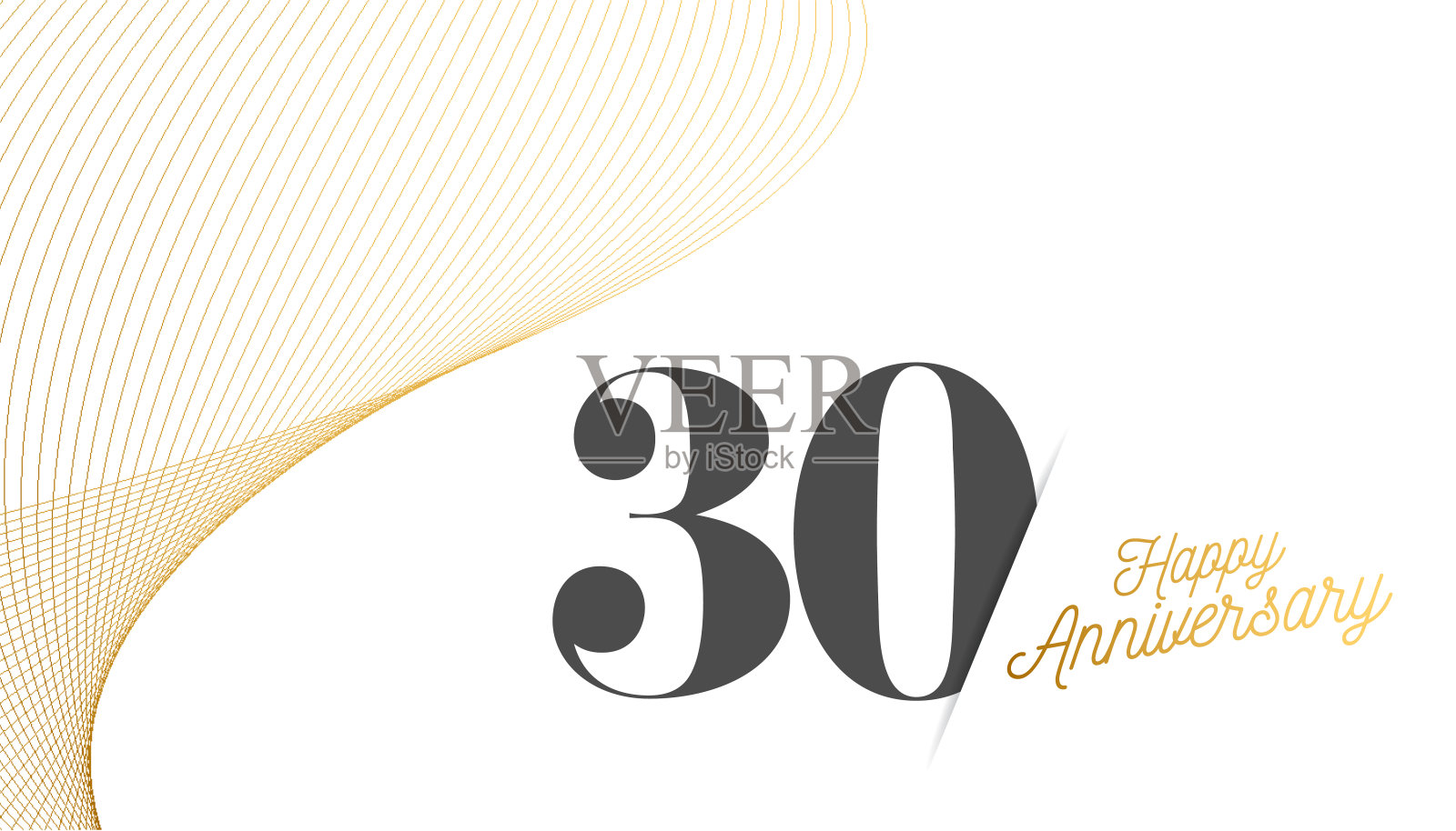 周年标志模板孤立，周年图标标签，周年标志股票插图。周年祝福模板与金色手印。插画图片素材