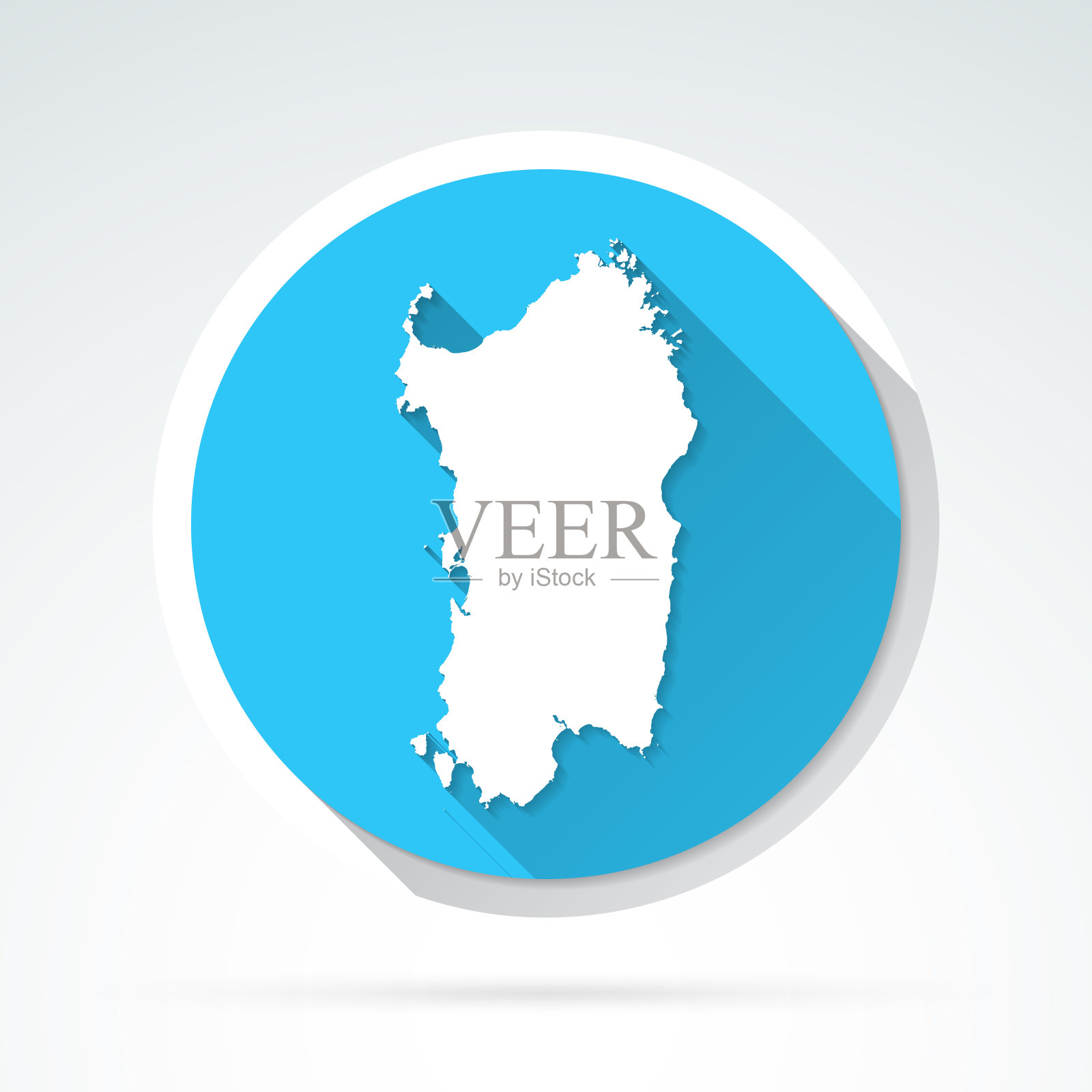 撒丁岛地图图标-平面设计与长阴影插画图片素材