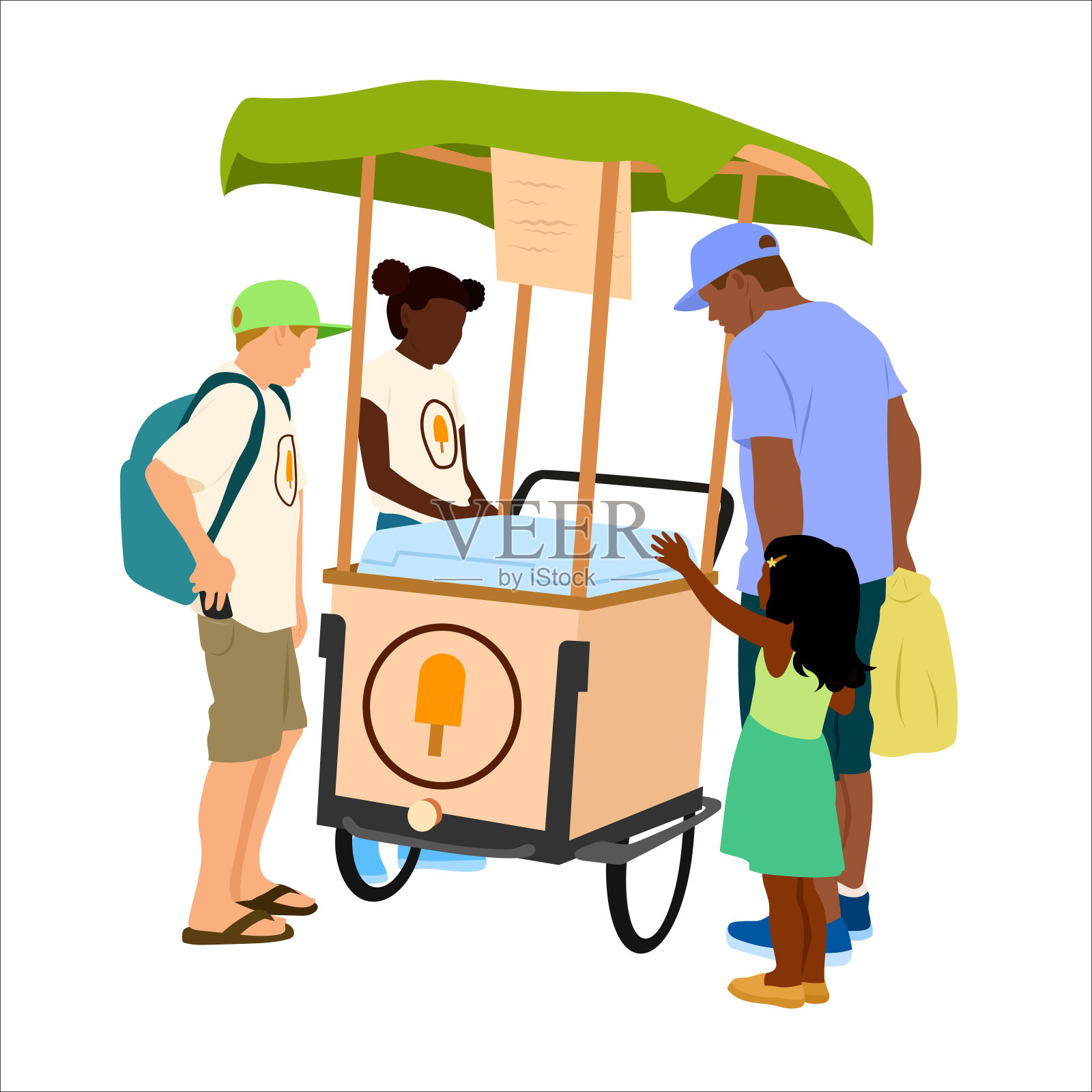 冰棒站绿色插画图片素材