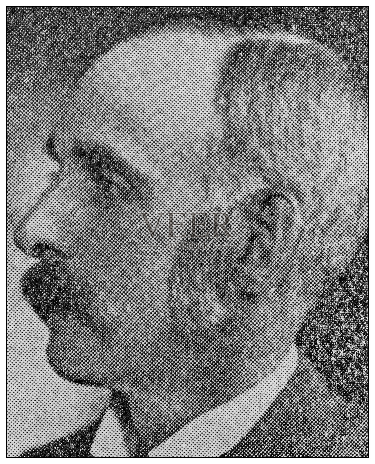 名人古董肖像:莱斯利·莫蒂默·肖插画图片素材