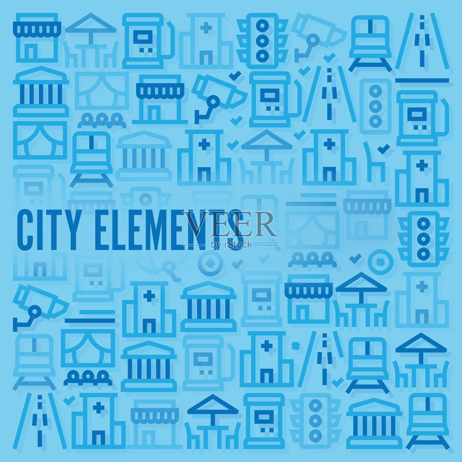 城市元素模式插画图片素材