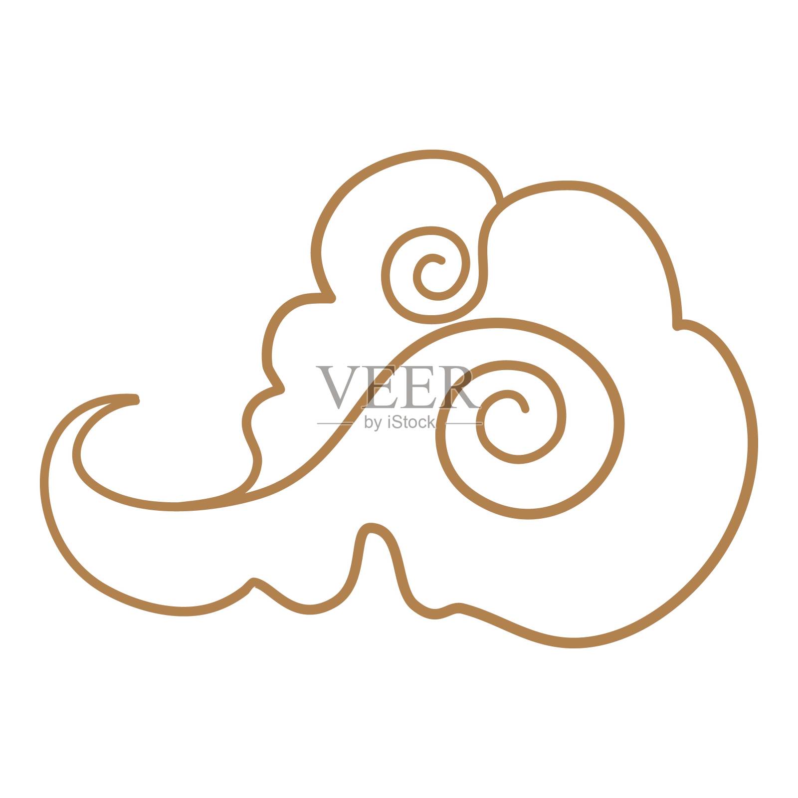 中国卡通云。亚洲风格纹身在形状云，东方装饰元素韩国日本泰国西藏涂鸦云天传统符号中国整齐的矢量插图插画图片素材