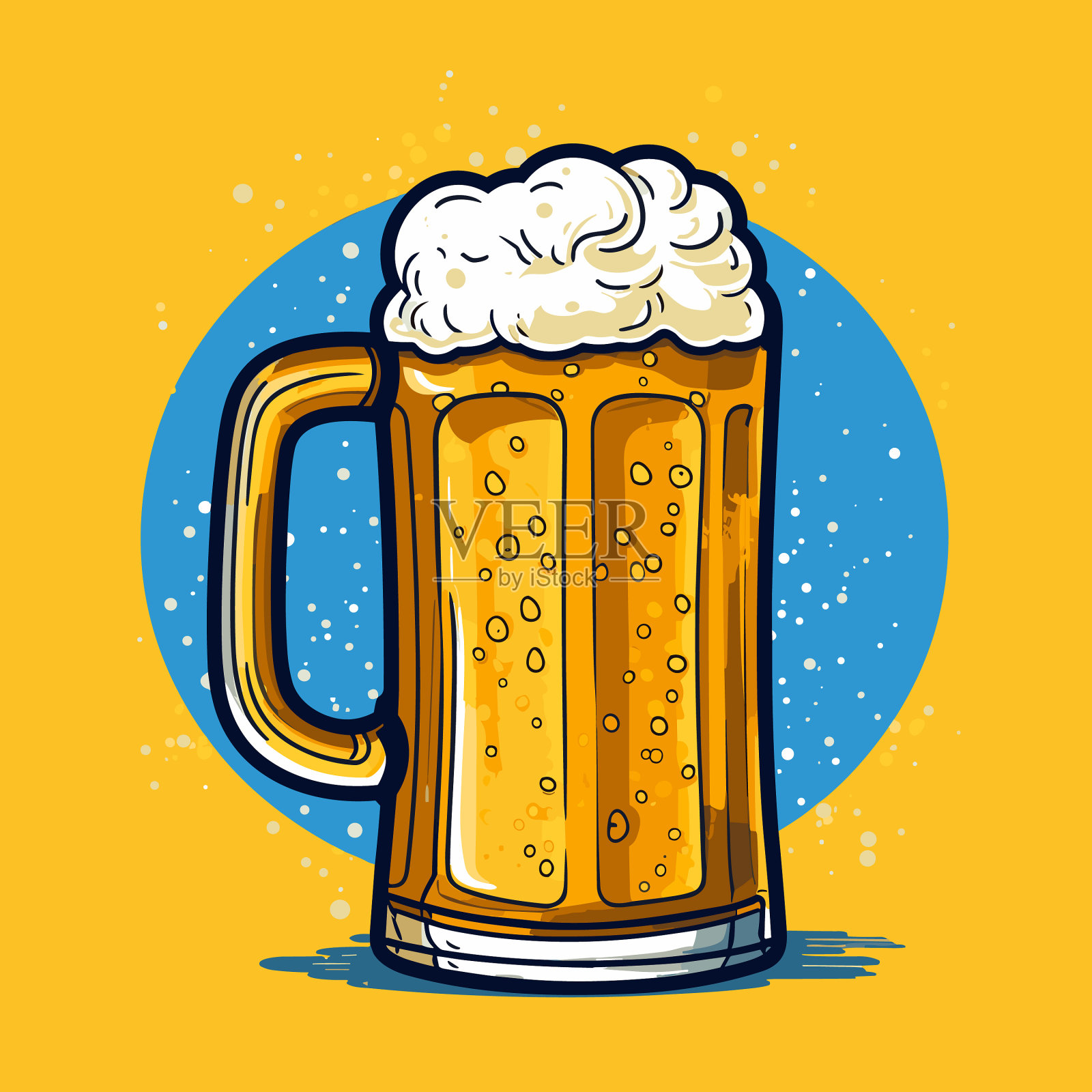 啤酒手绘漫画啤酒涂鸦风格的漫画插画图片素材