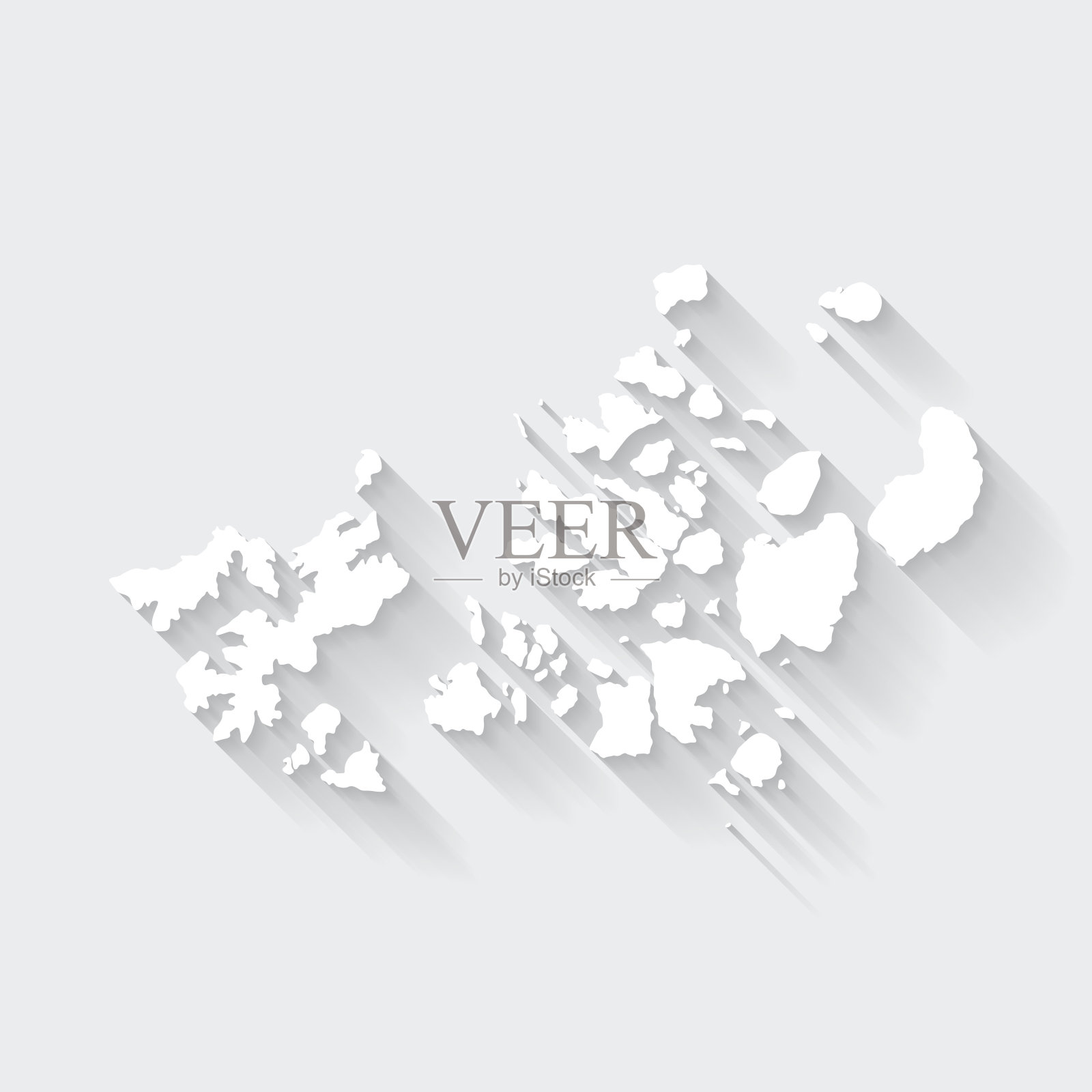 弗朗茨约瑟夫土地地图与空白背景的长阴影-平面设计插画图片素材