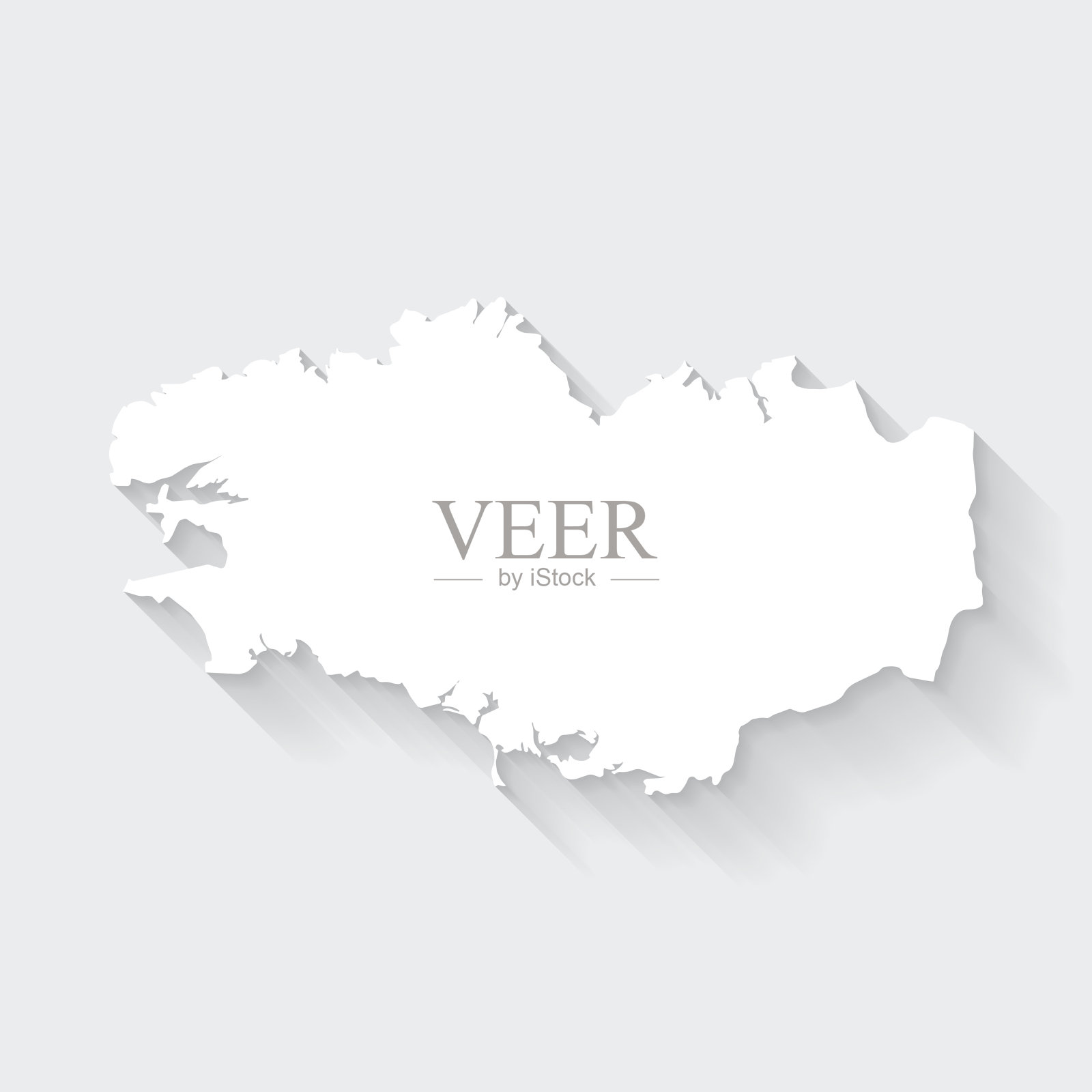 布列塔尼地图与空白背景的长阴影-平面设计插画图片素材