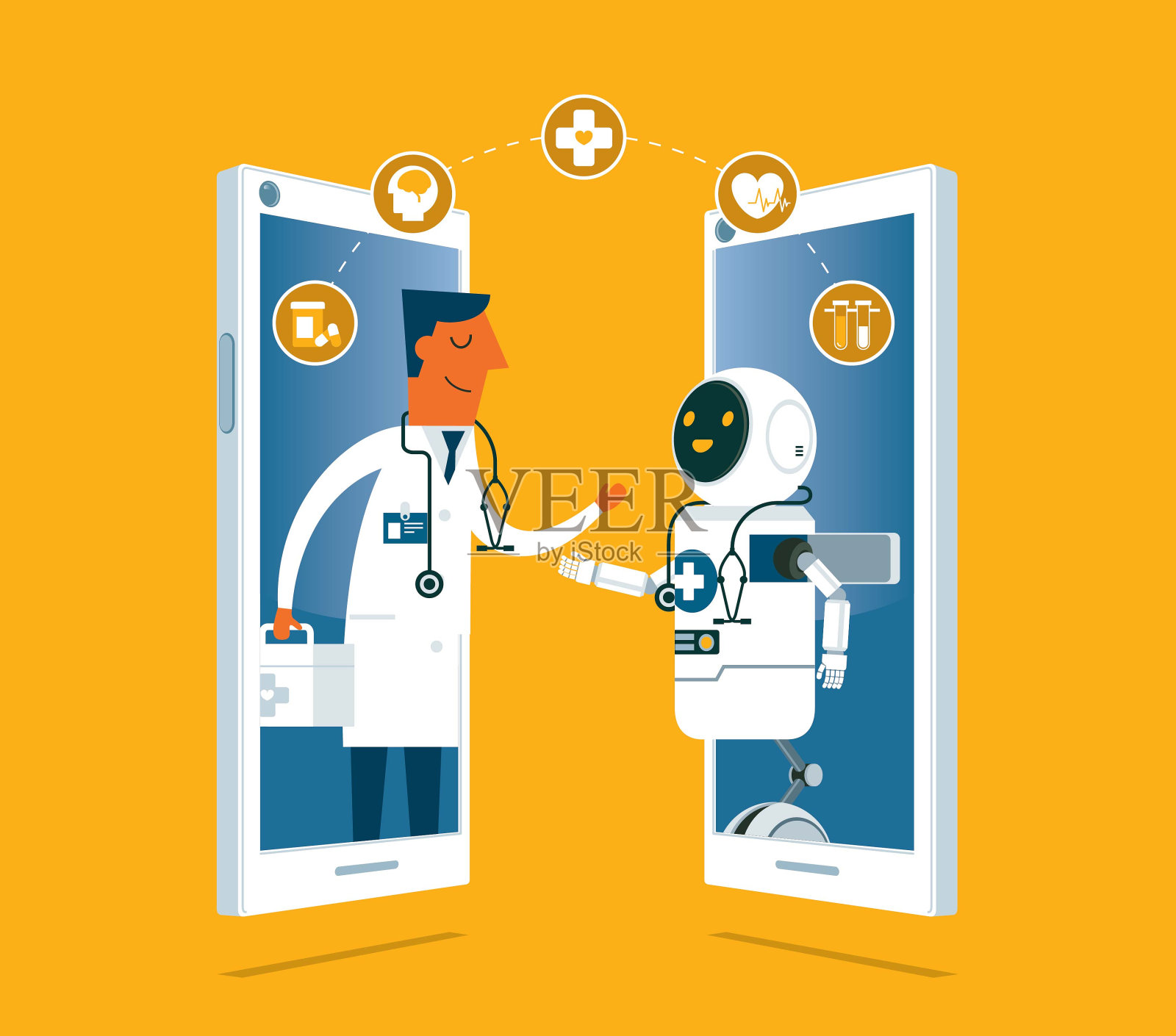 机器人和医生——在线插画图片素材
