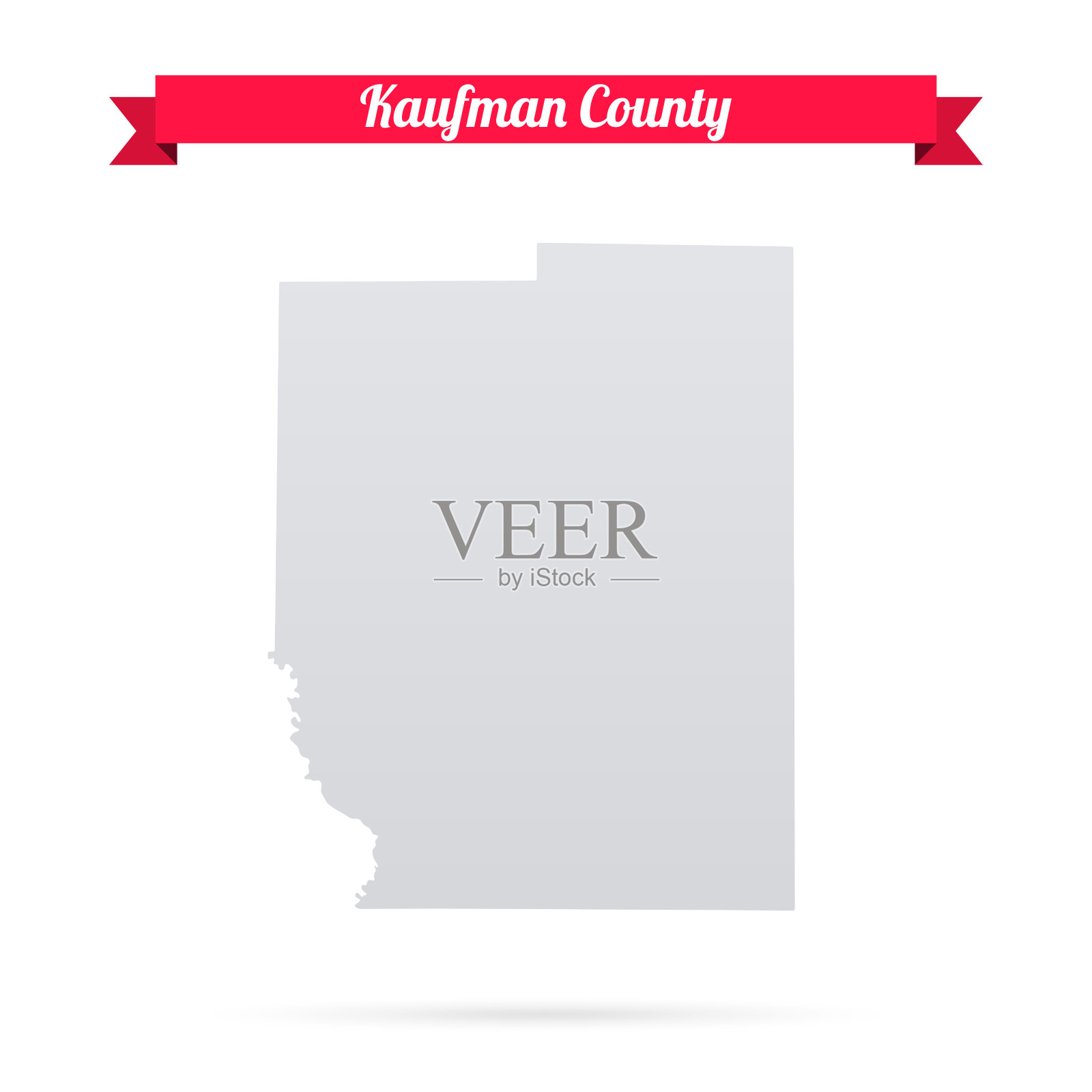 德克萨斯州考夫曼县。白底红旗地图插画图片素材