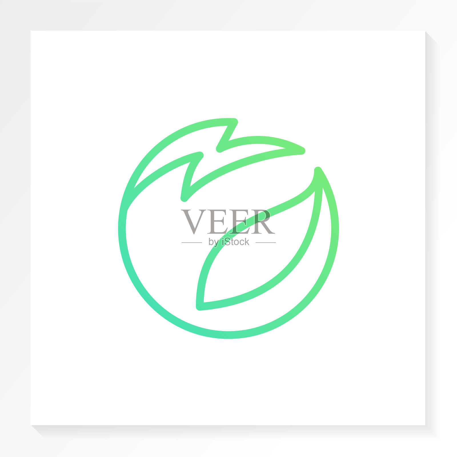 节能标志图标与绿叶插画图片素材