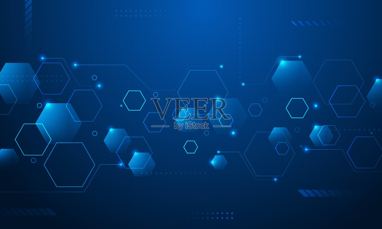 抽象的技术背景与六边形和分子插画图片素材