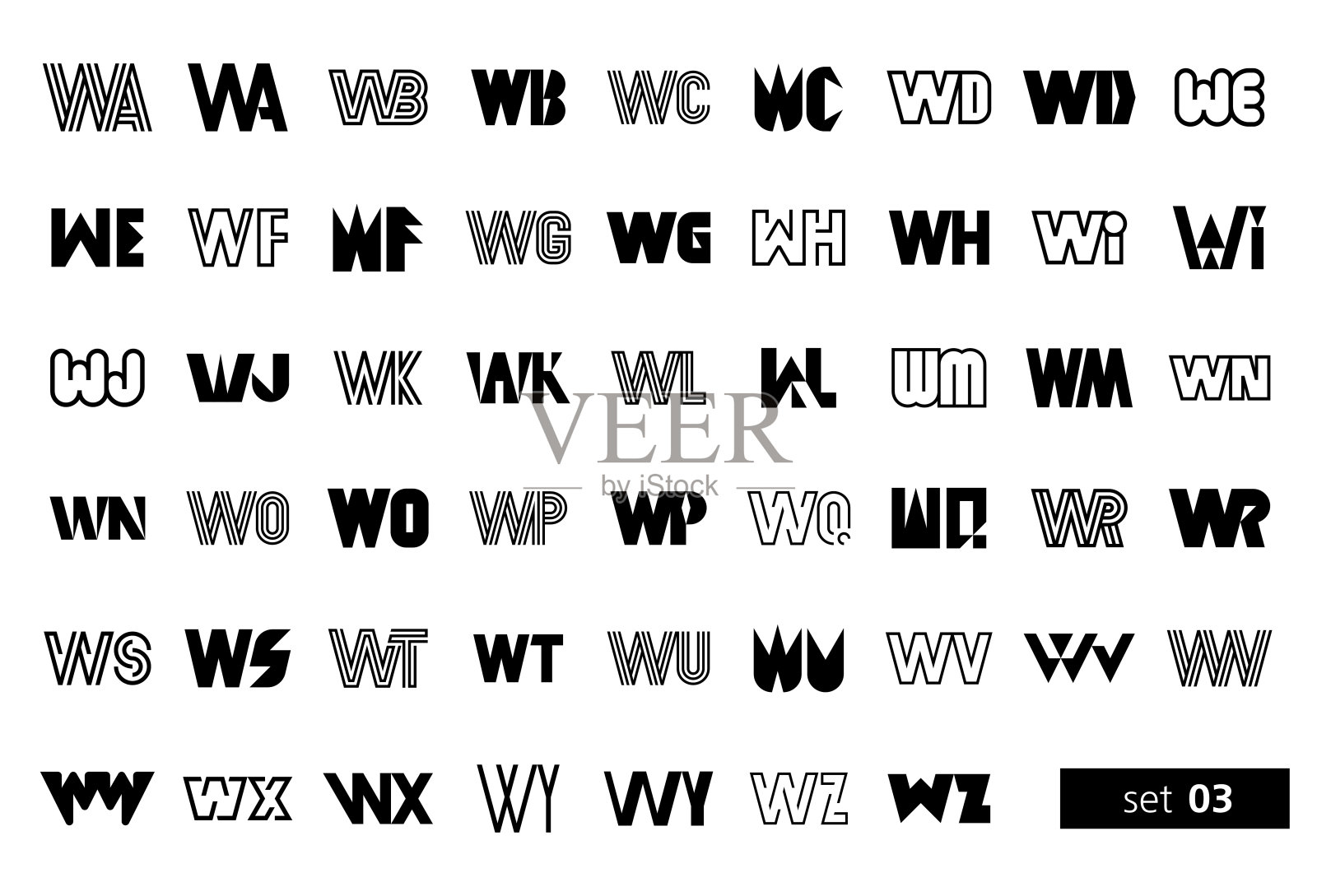 集合LOGO WA to WZ插画图片素材