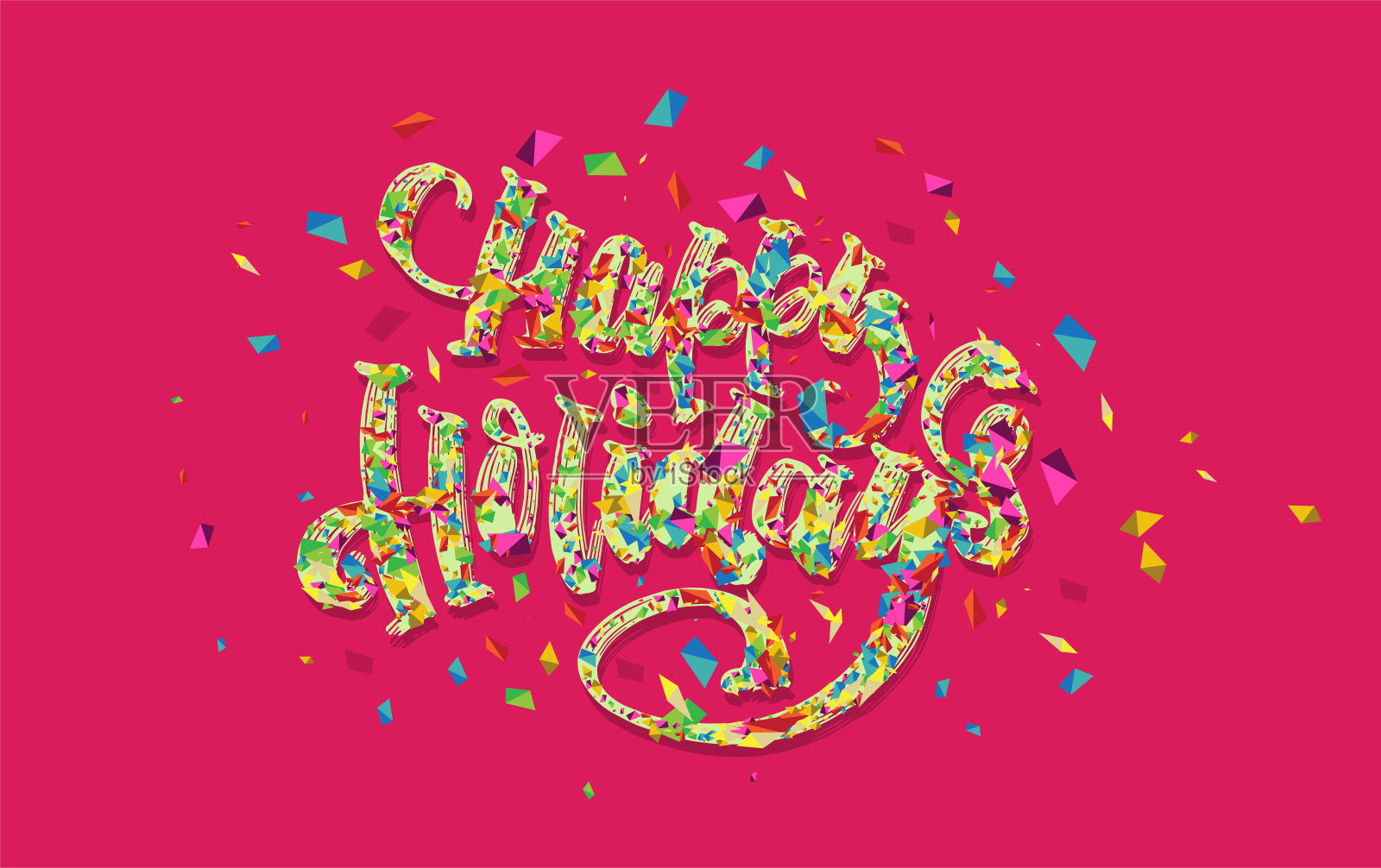 现代手绘字母“节日快乐”插画图片素材