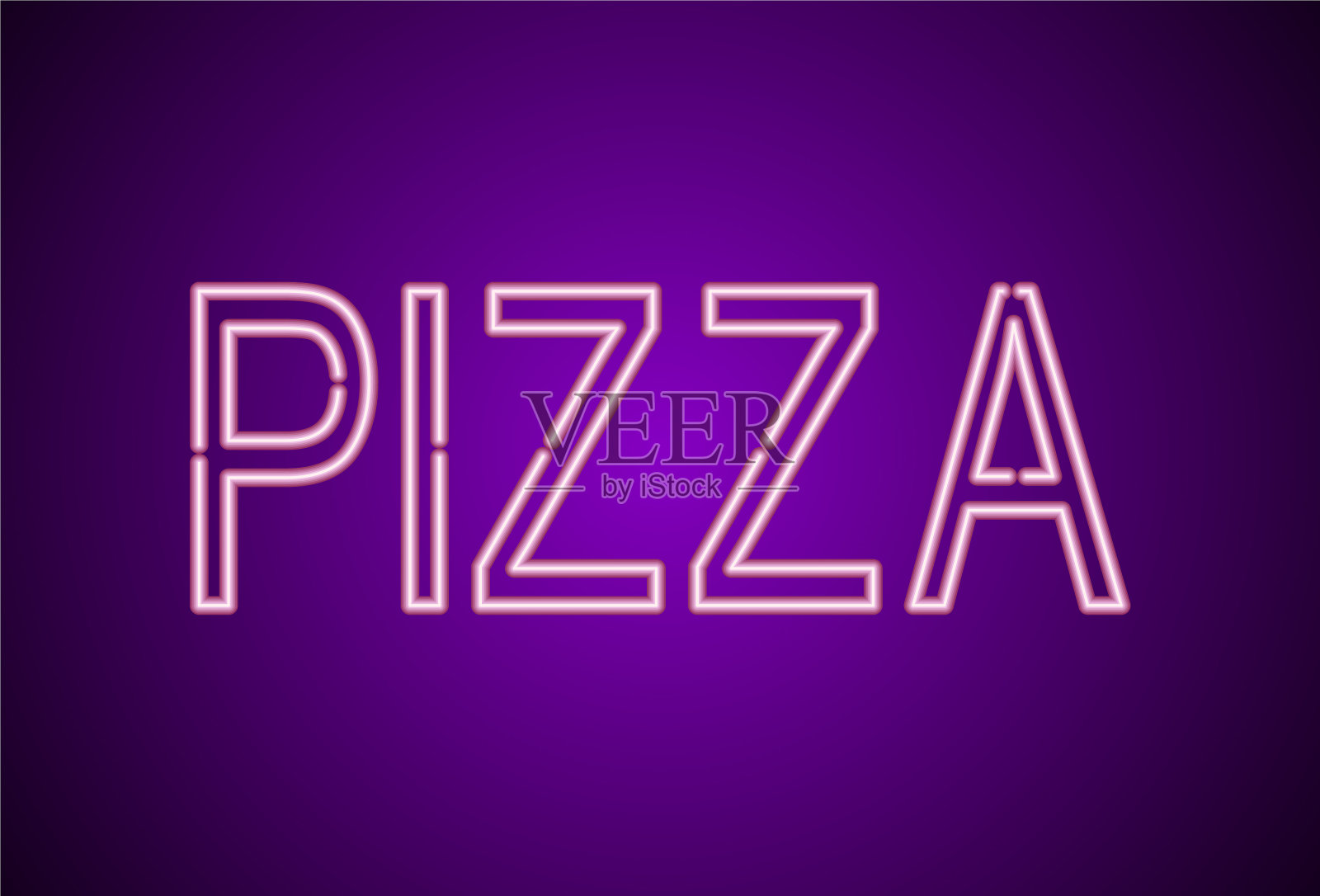 披萨。比萨霓虹灯。霓虹灯招牌横幅设计插画图片素材