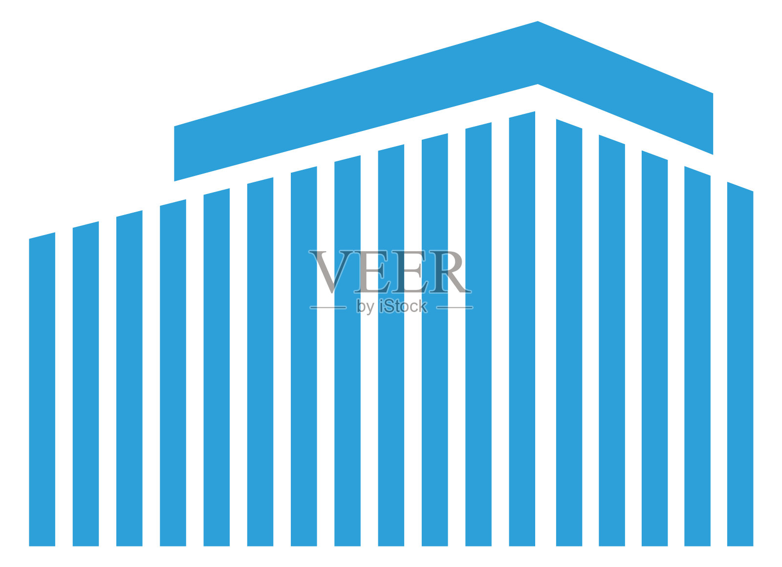 抽象的城市建筑轮廓。蓝色的房地产标志孤立在白色插画图片素材