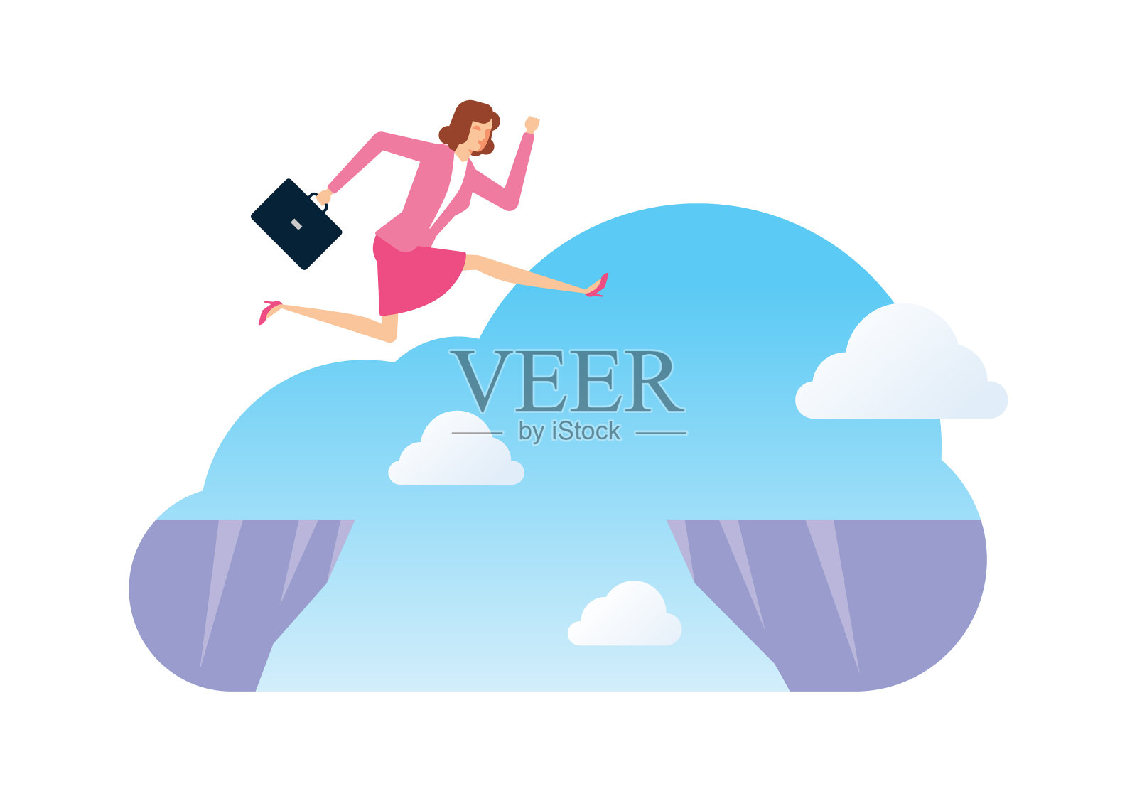 跨越鸿沟插画图片素材