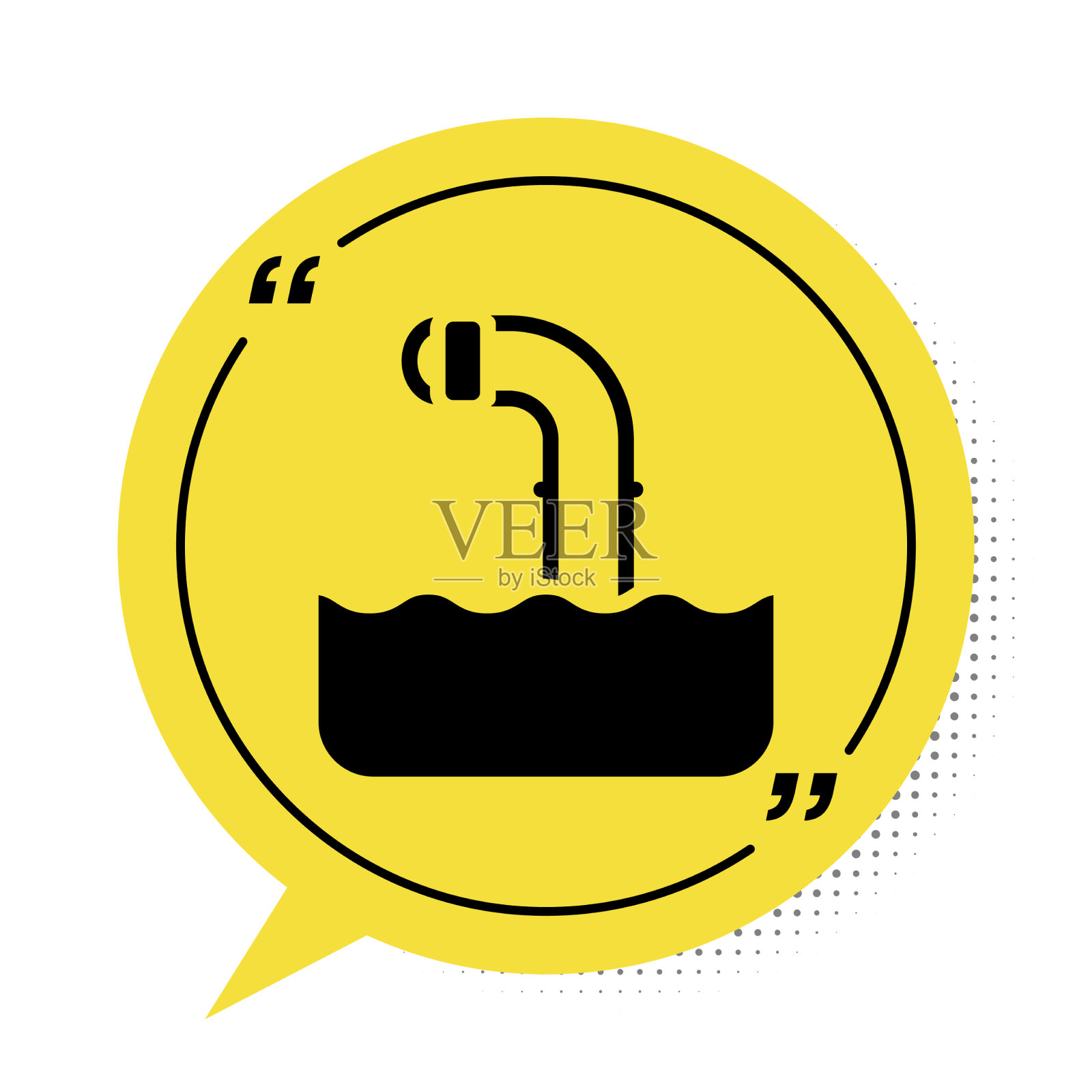 水面波浪中的黑色潜望镜图标插画图片素材