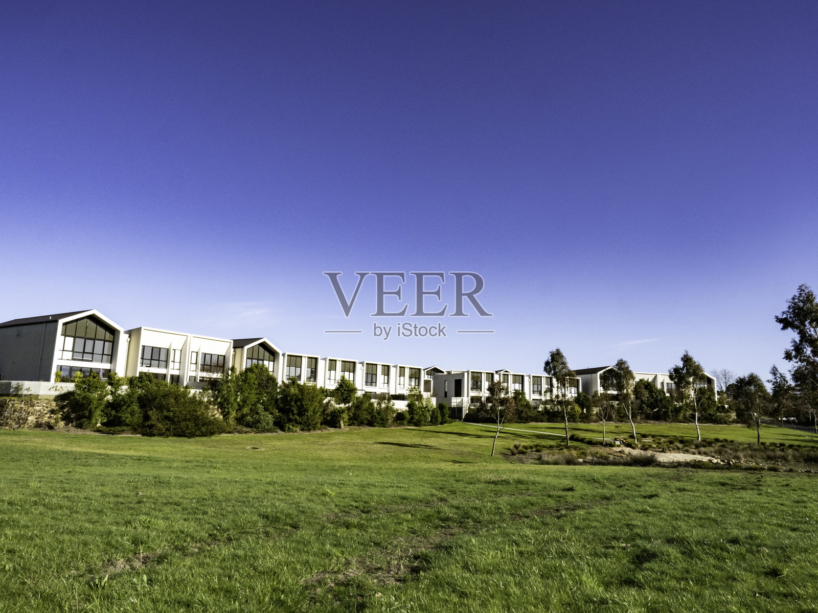 乡村绿地和房屋照片摄影图片