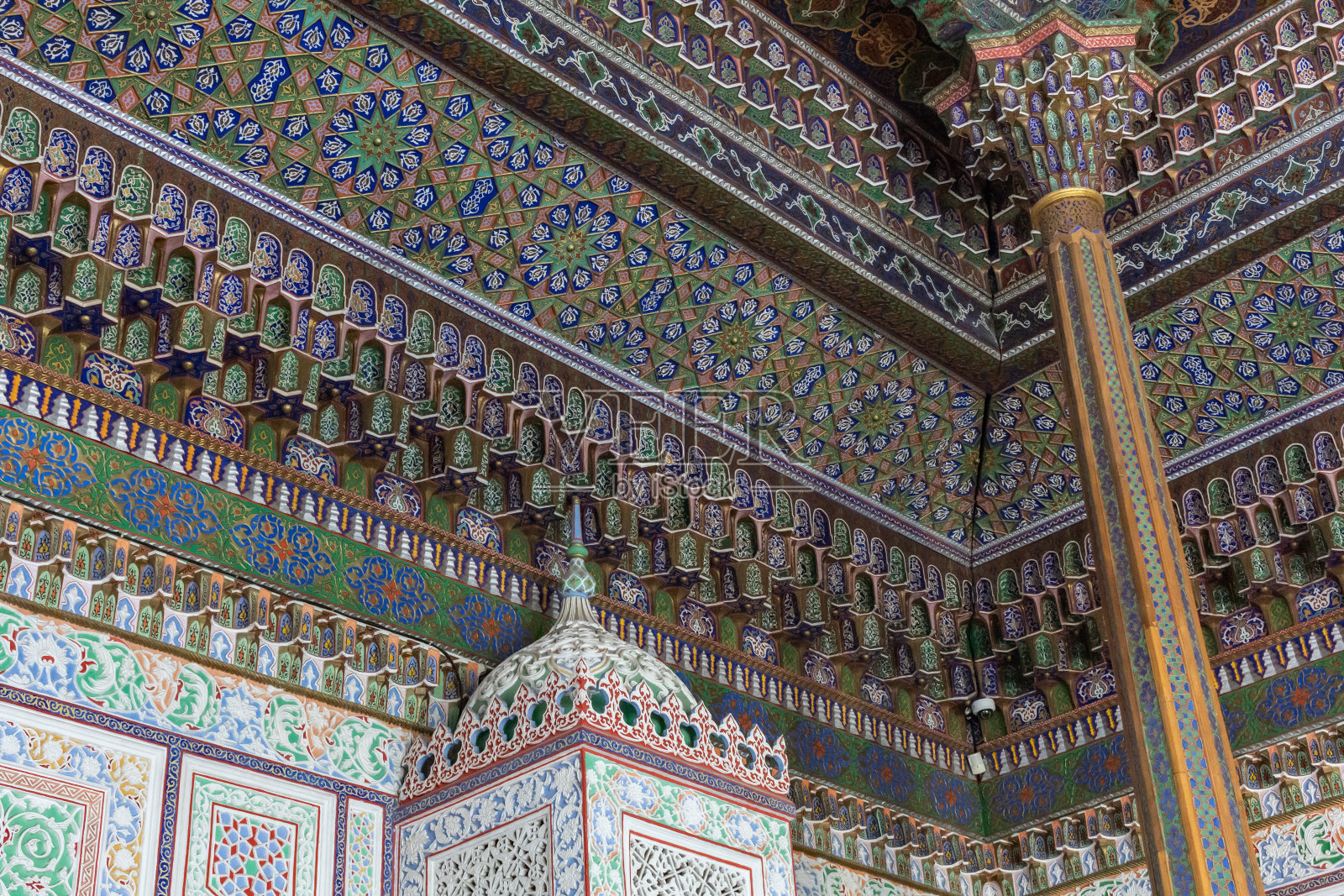 背景屏保与东方主题。一种古老的中世纪东方物品，在宗教上具有国家遗产照片摄影图片