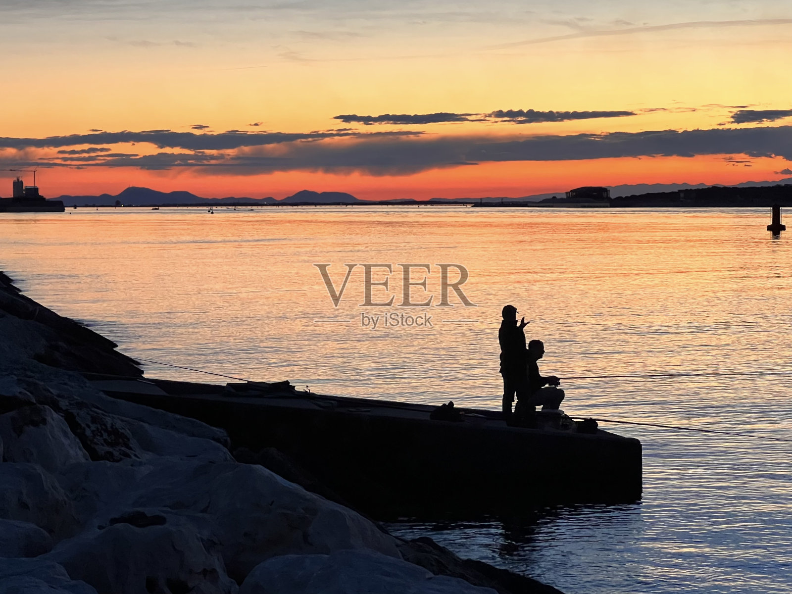 Chioggia Sottomarina靠近Pellestrina岛和威尼斯泻湖的洪水项目Mose照片摄影图片