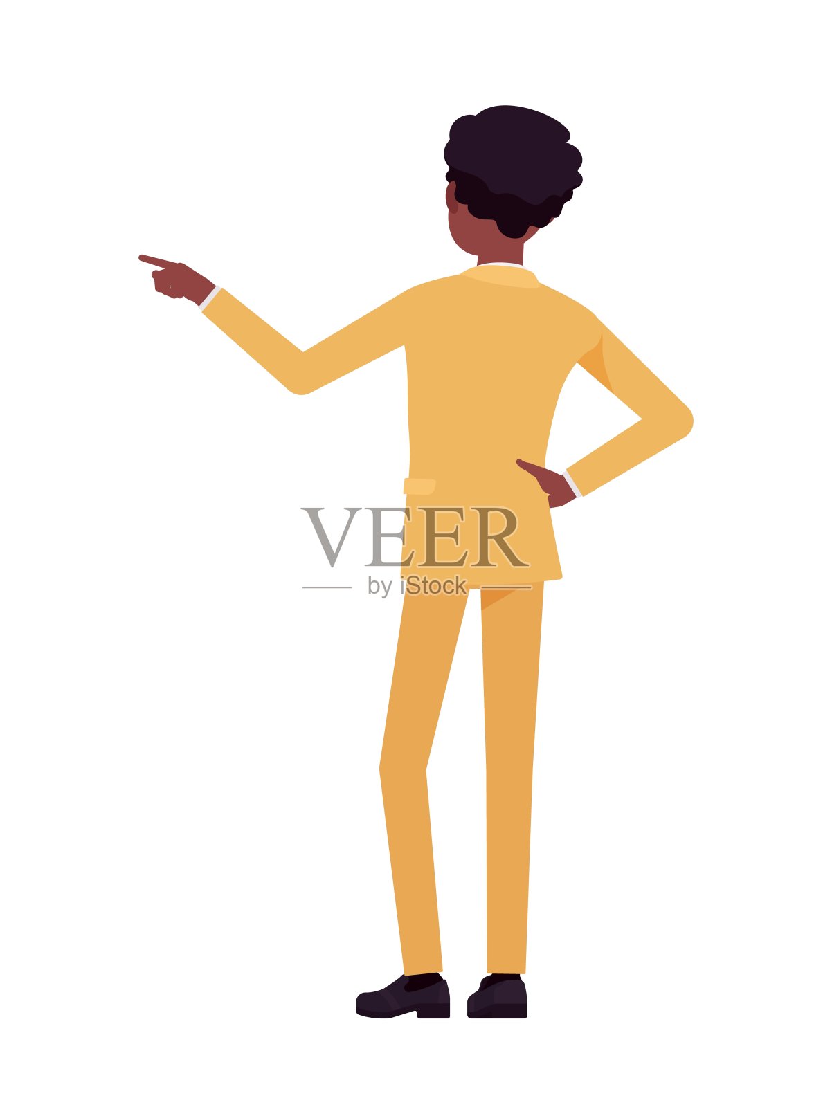 非裔美国人黄衣男子，单口相声演员，演讲人在后方表演插画图片素材