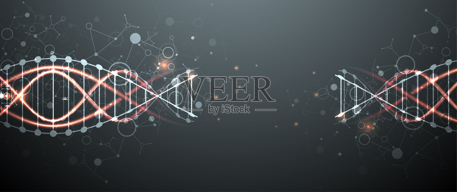 科学模板，壁纸或横幅与DNA分子。插画图片素材