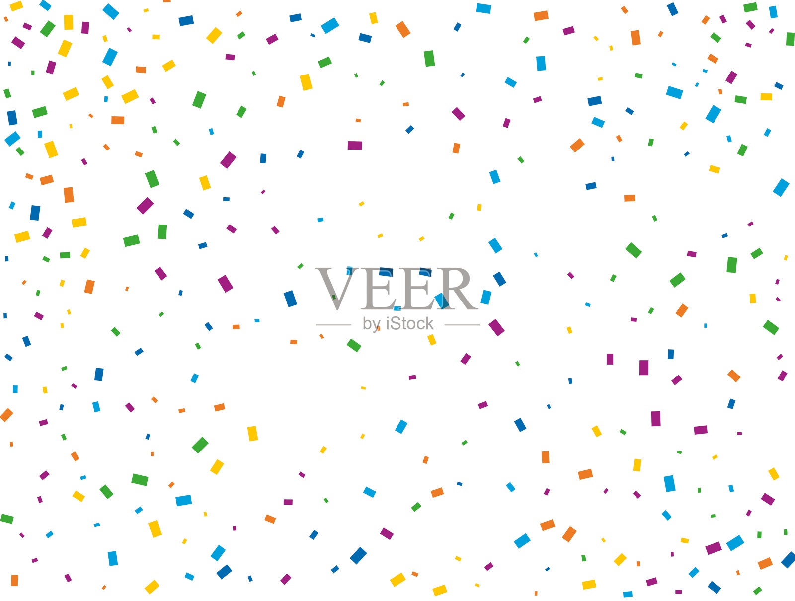 生日长方形五彩纸屑。光彩虹闪闪的五彩纸屑背景。彩色喜庆纹理。插画图片素材