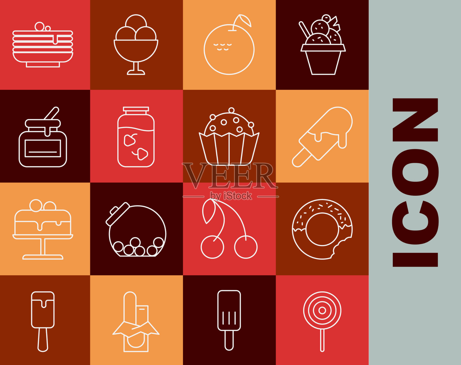 设行棒棒糖甜甜圈冰淇淋苹果图标素材