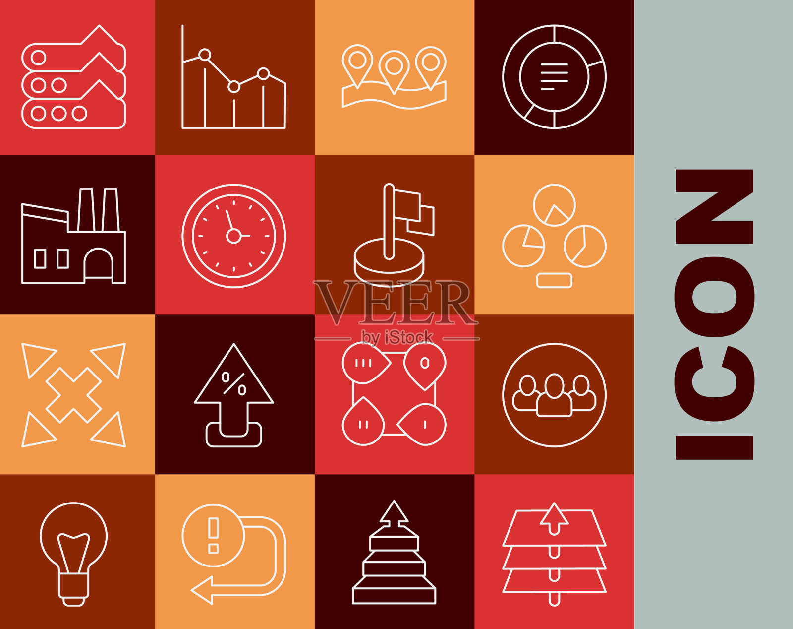 设置线层项目团队基础饼状图图标素材