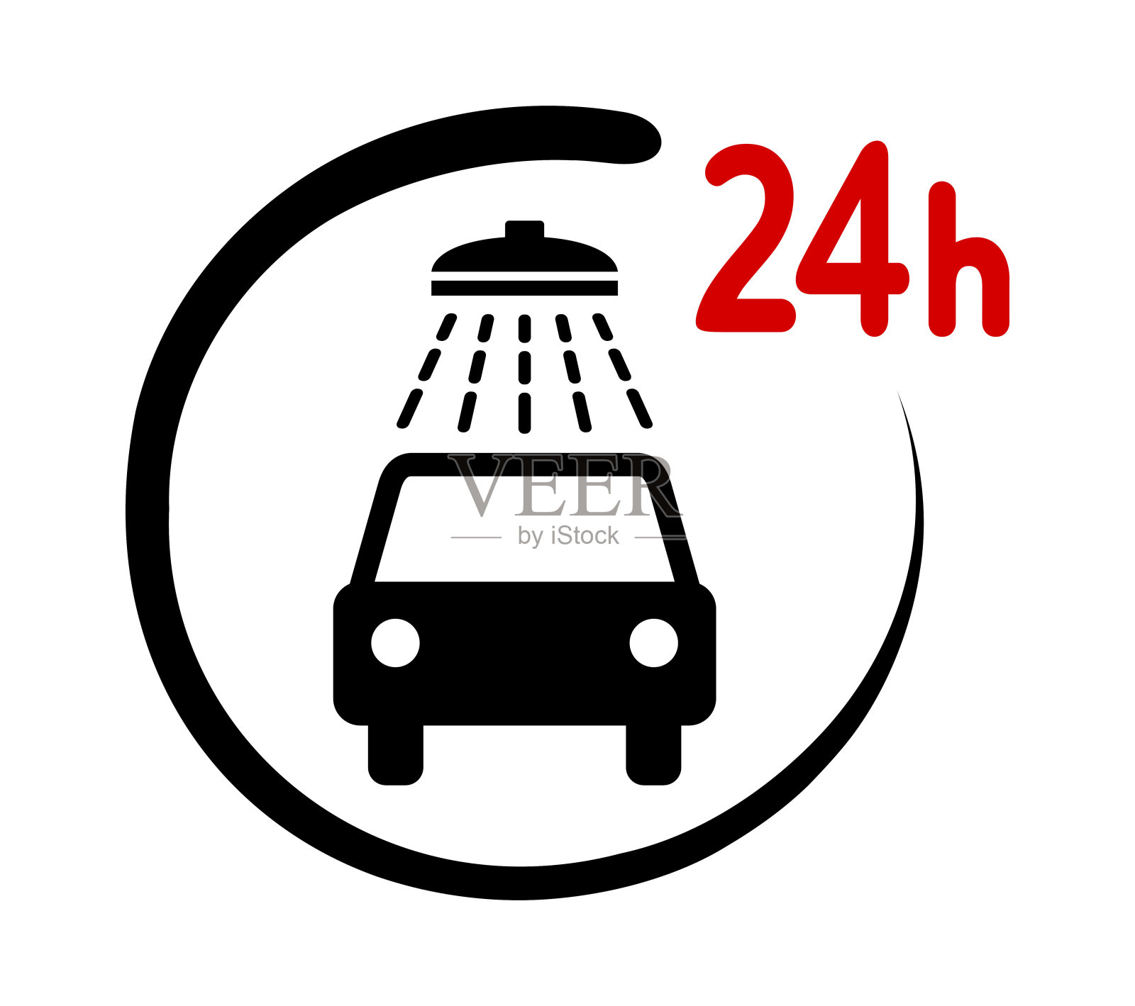 24小时洗车图标插画图片素材