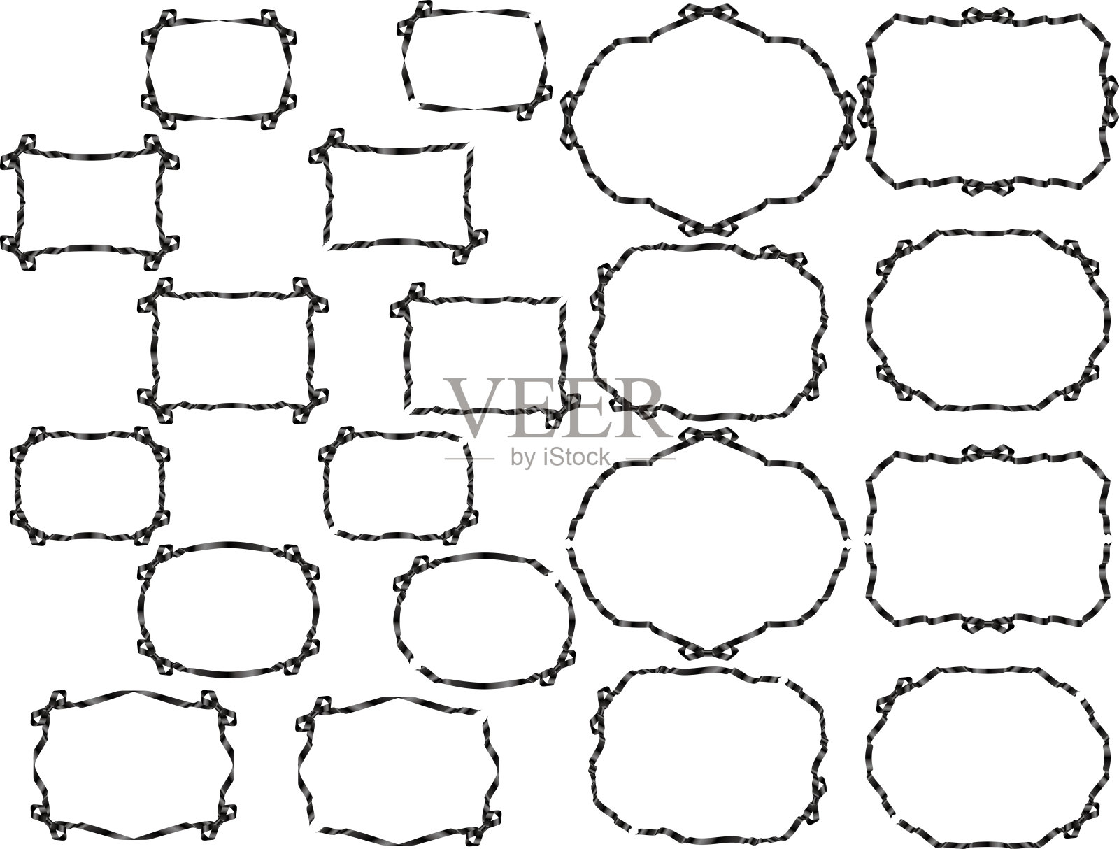 丝带F02-15羽毛松插画图片素材